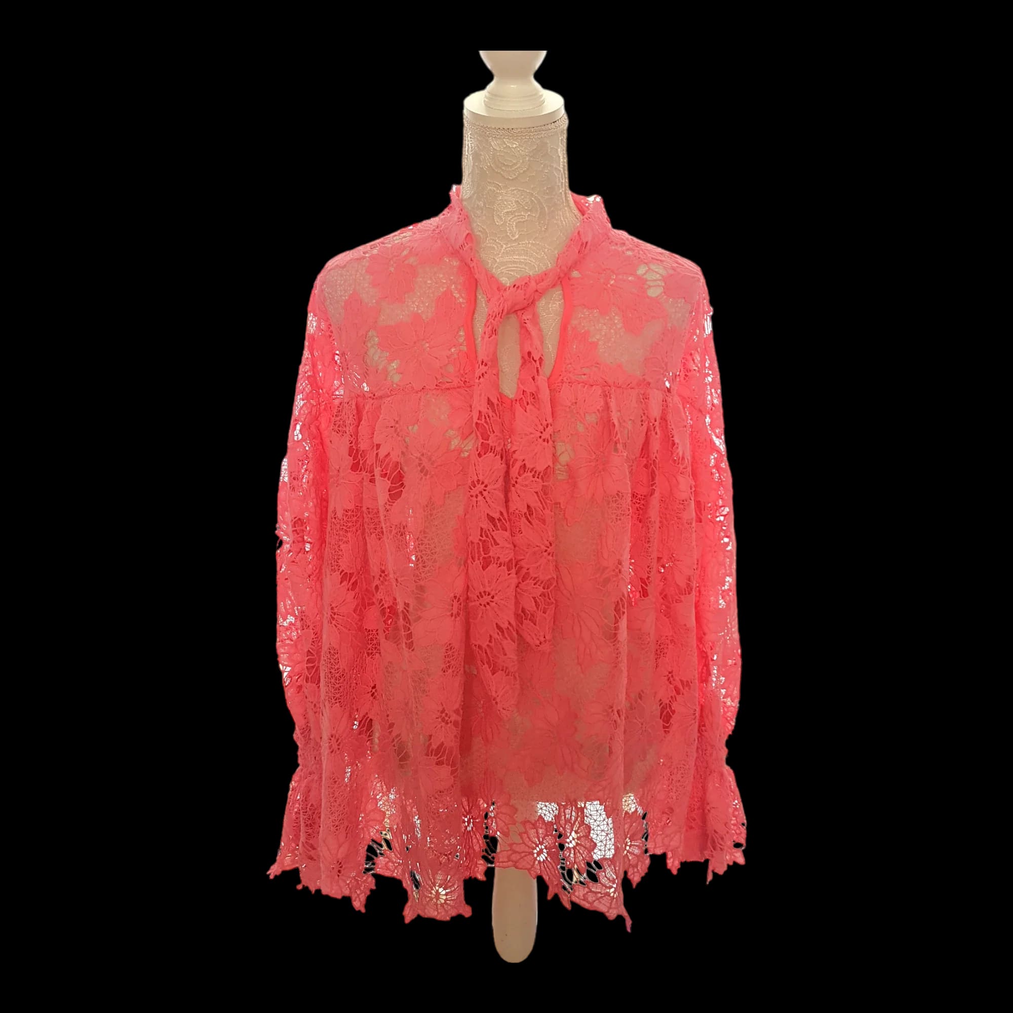 In The Style Pink Floral Cut Out Womens Blouse UK 10 - Top