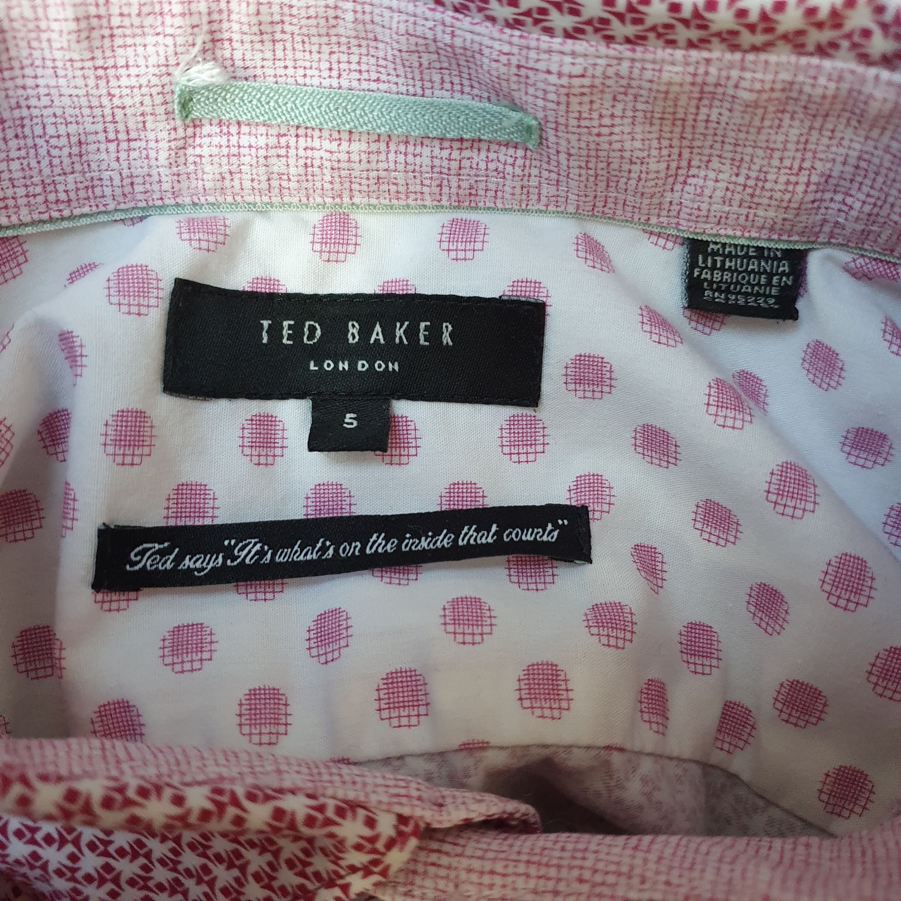 Ted Baker Mens XL Pink Patterned Long Sleeve Shirt - Smart