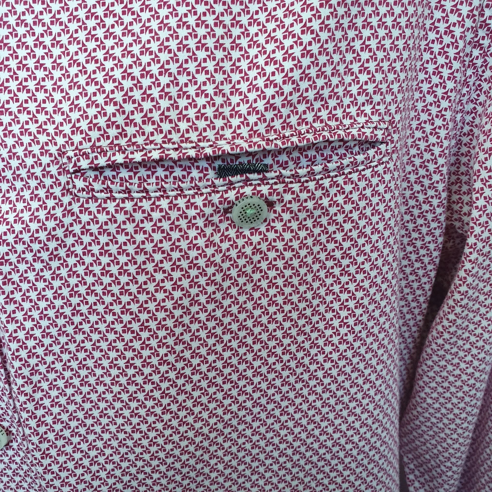 Ted Baker Mens XL Pink Patterned Long Sleeve Shirt - Smart