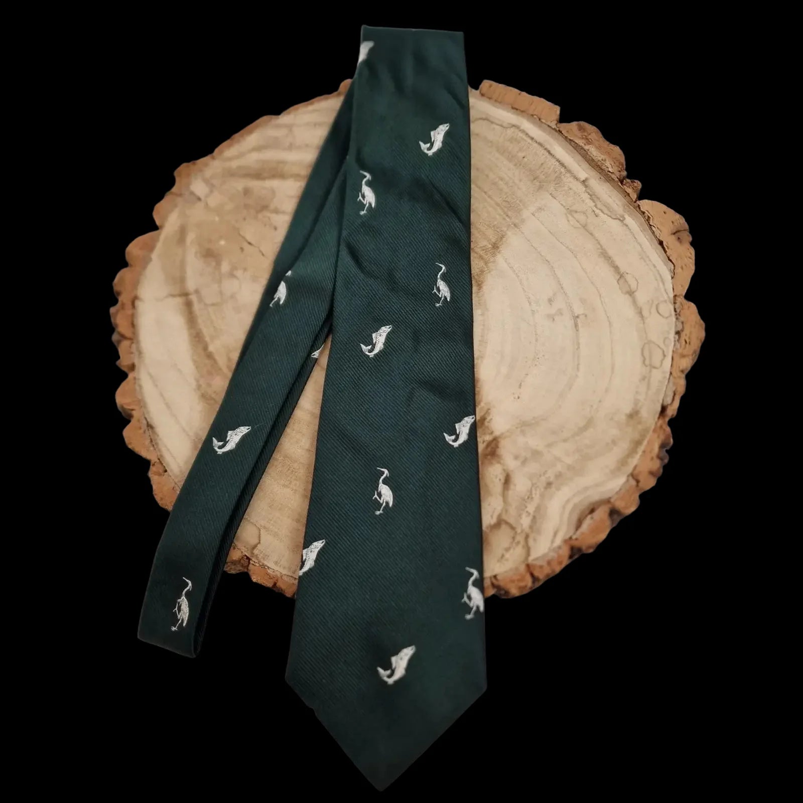 Tie Rack Fish And Crane Silk Necktie - Ties - 2 - 2921