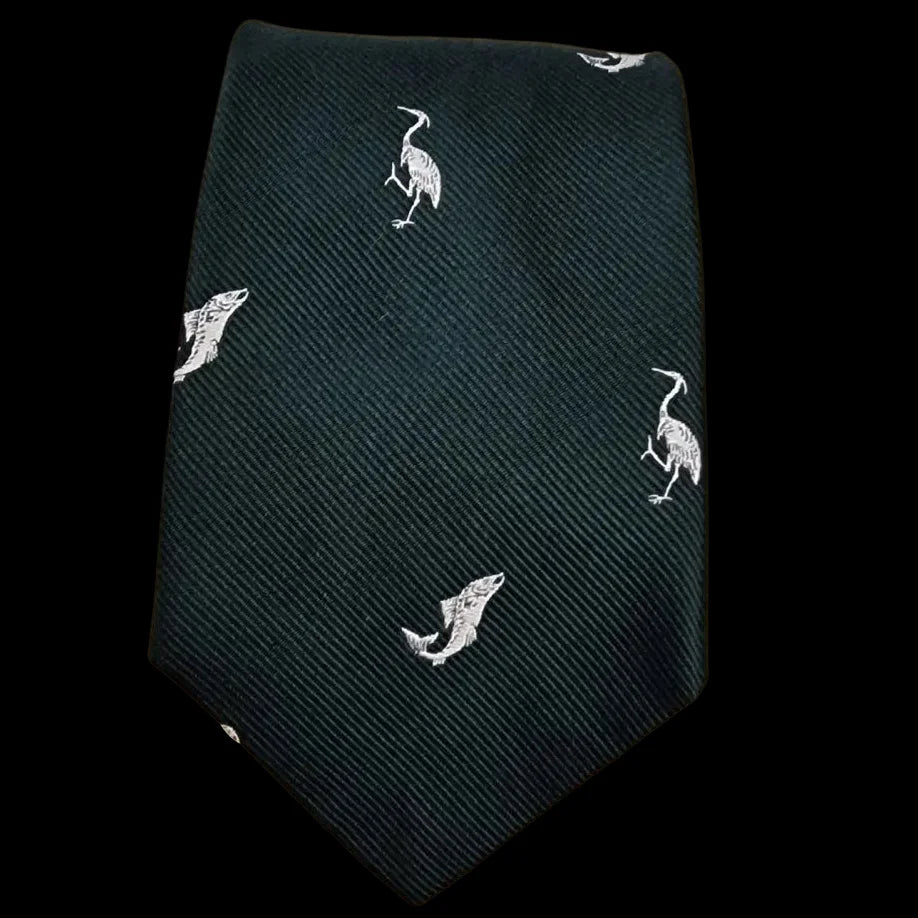 Tie Rack Fish And Crane Silk Necktie - Ties - 1 - 2921