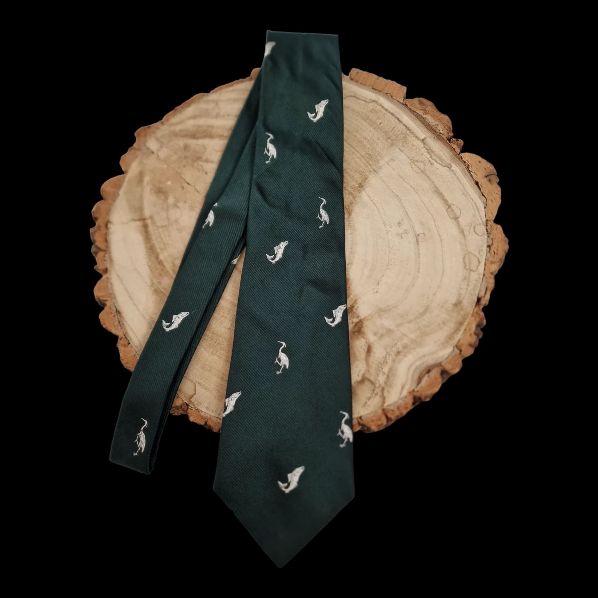 Tie Rack Fish And Crane Silk Necktie - Ties - 1 - 2921