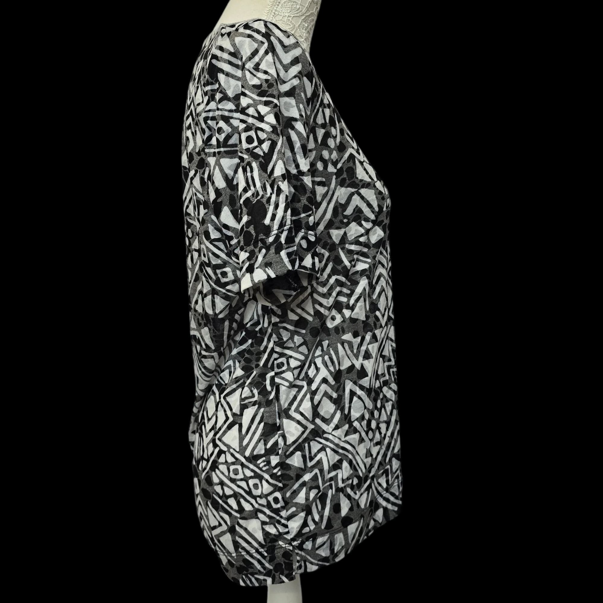 Tigi Womens Black White Geometric Top UK 14/16 - 3 - 3495