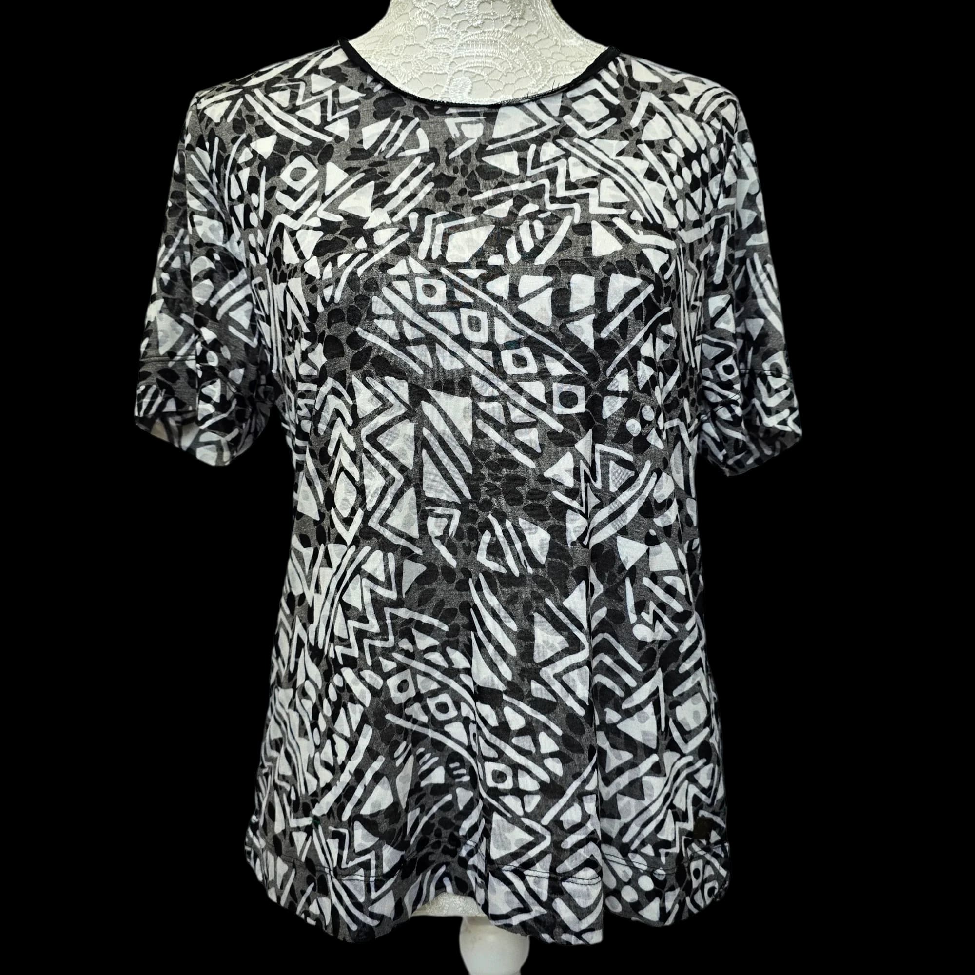 Tigi Womens Black White Geometric Top UK 14/16 - 1 - 3495