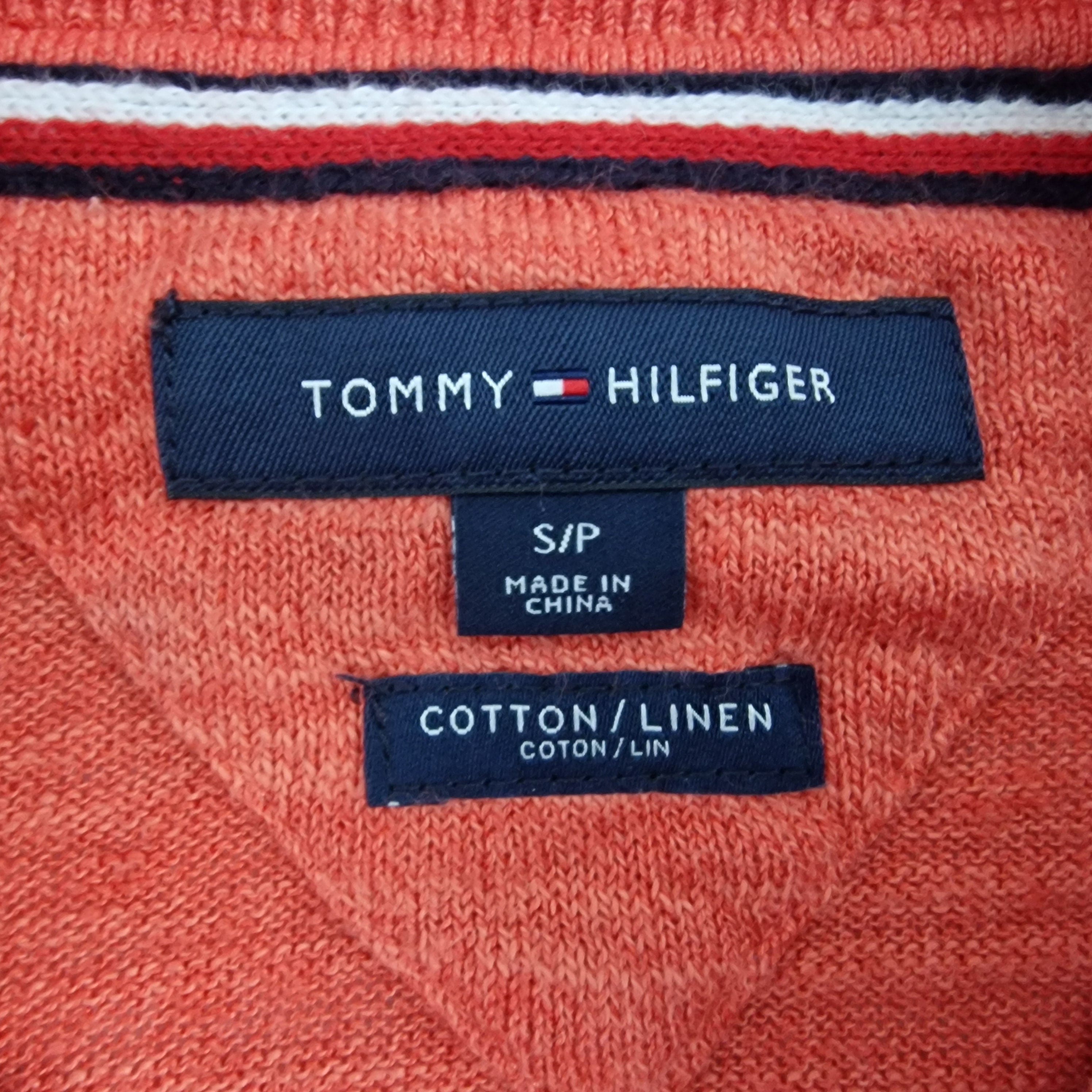 Tommy Hilfiger Coral Pink Crew Neck Unisex Thin Jumper UK