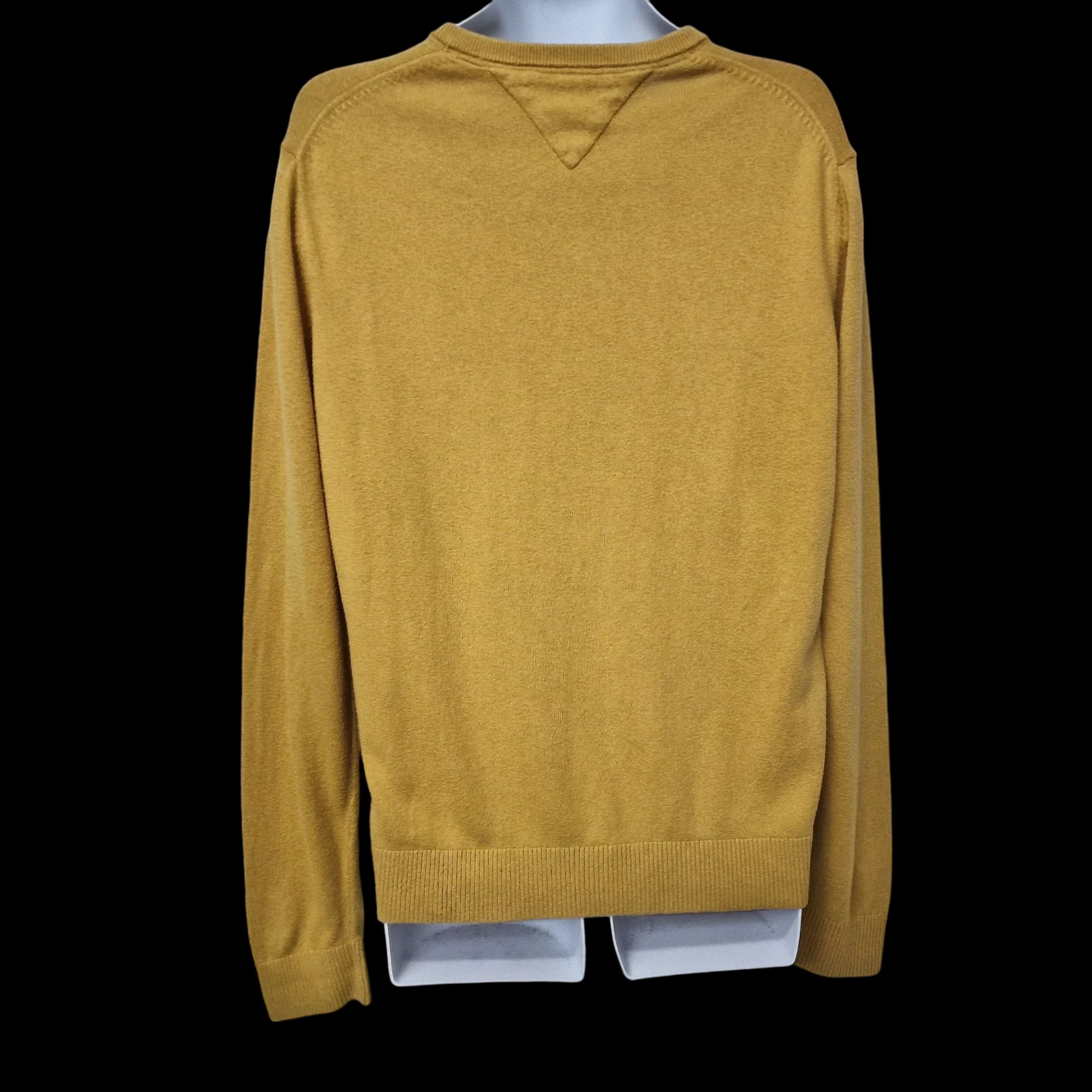 Tommy Hilfiger Mustard V Neck Unisex Thin Jumper UK Large