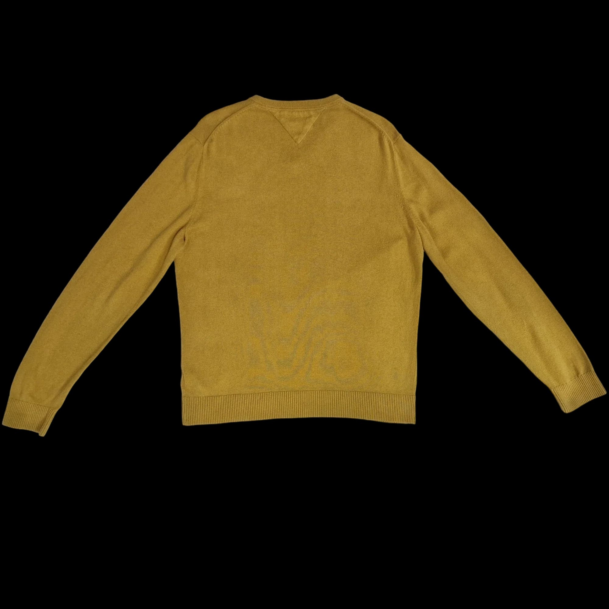 Tommy Hilfiger Mustard V Neck Unisex Thin Jumper UK Large