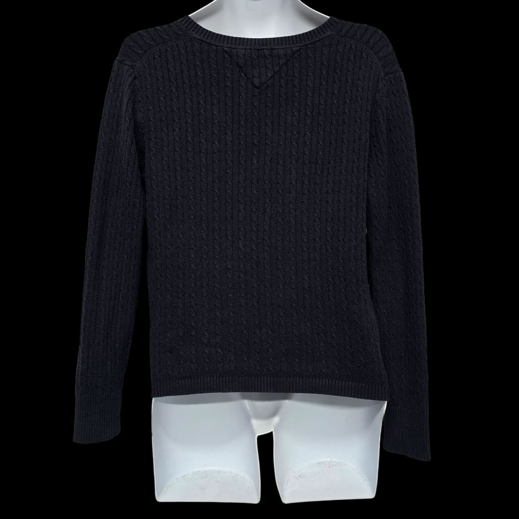 Tommy Hilfiger Navy V Neck Womens Thin Ribbed Jumper UK XL