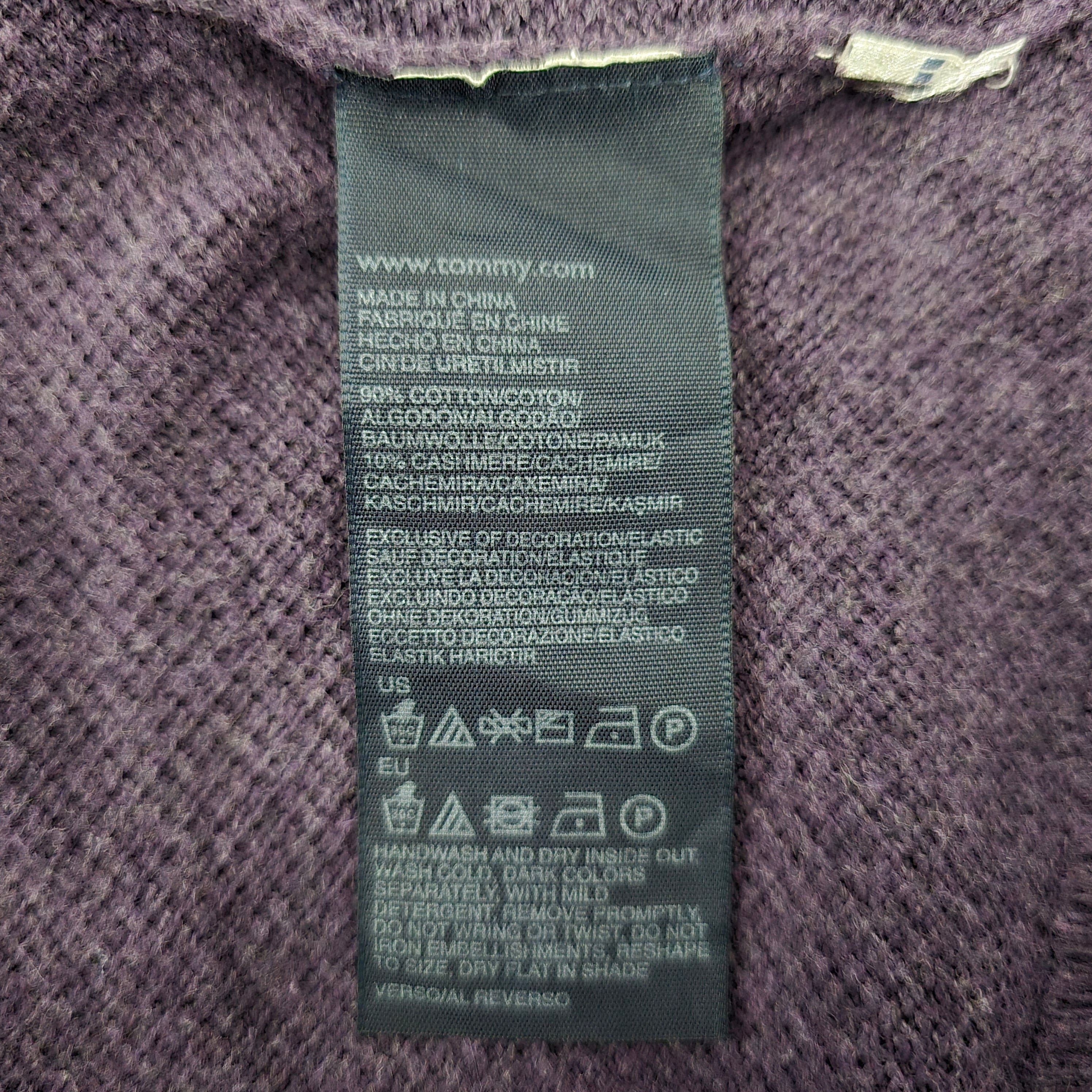 Tommy Hilfiger Purple V Neck Mens Thin Jumper UK Medium