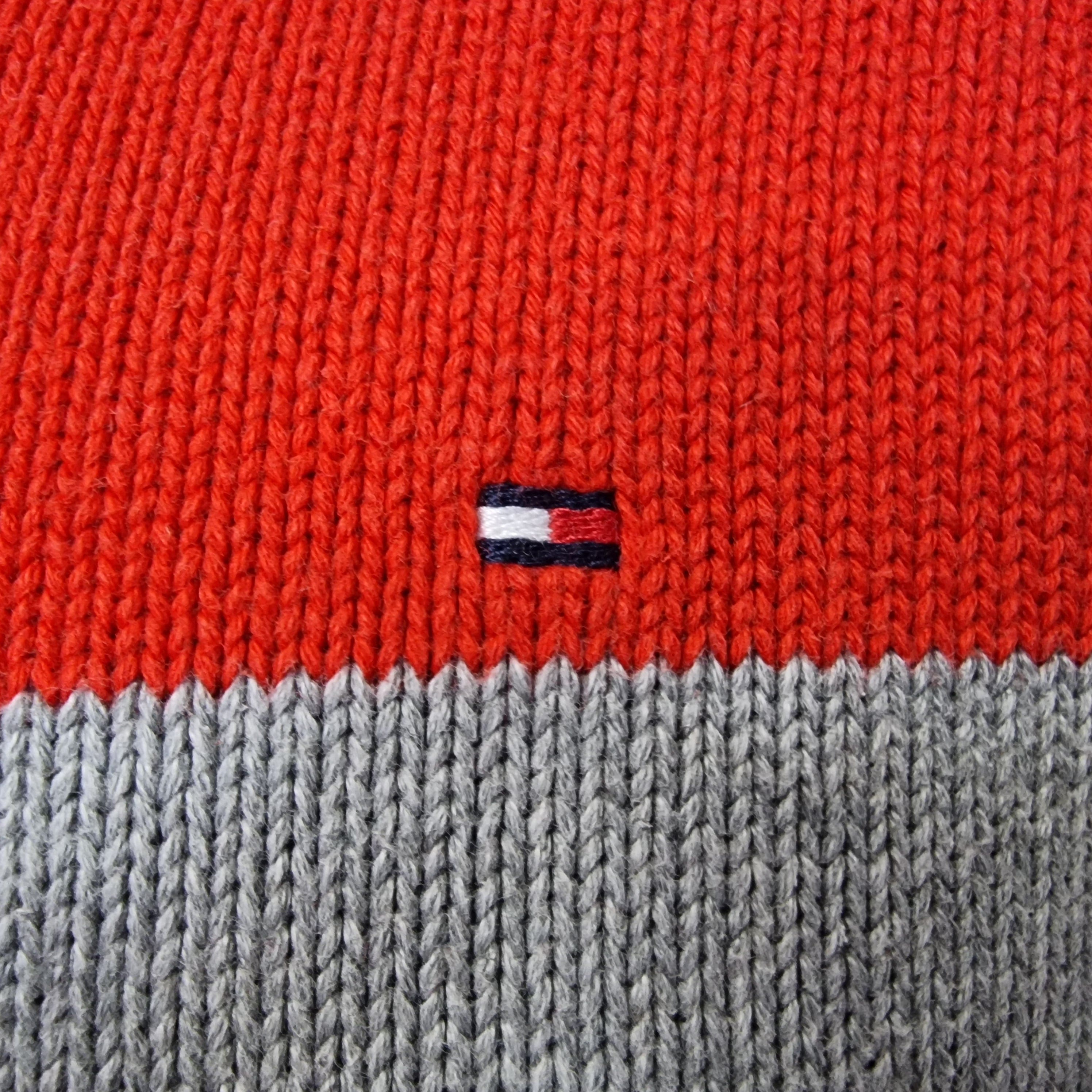 Tommy Hilfiger Red Blue Grey Stripped Crew Neck Unisex