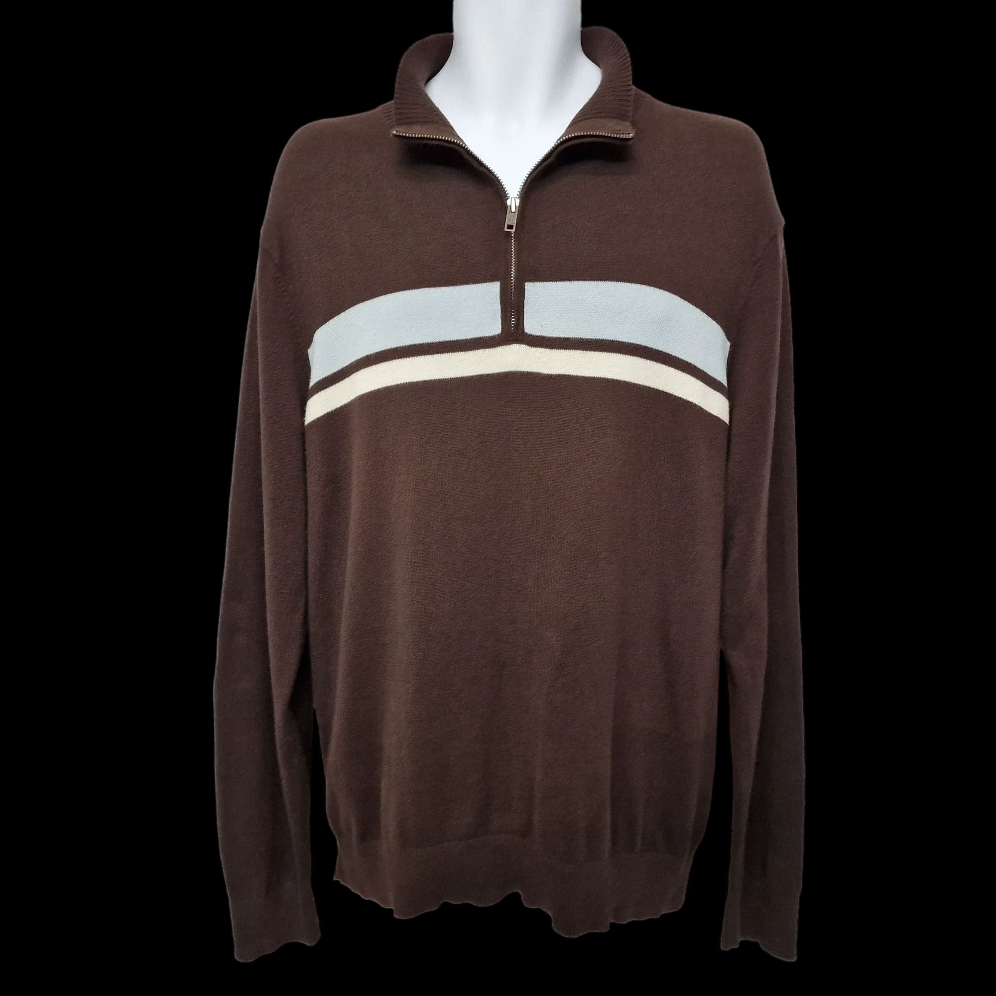 Tommy Hilfiger Unisex Brown 1/4 Zip Thin Jumper UK Large