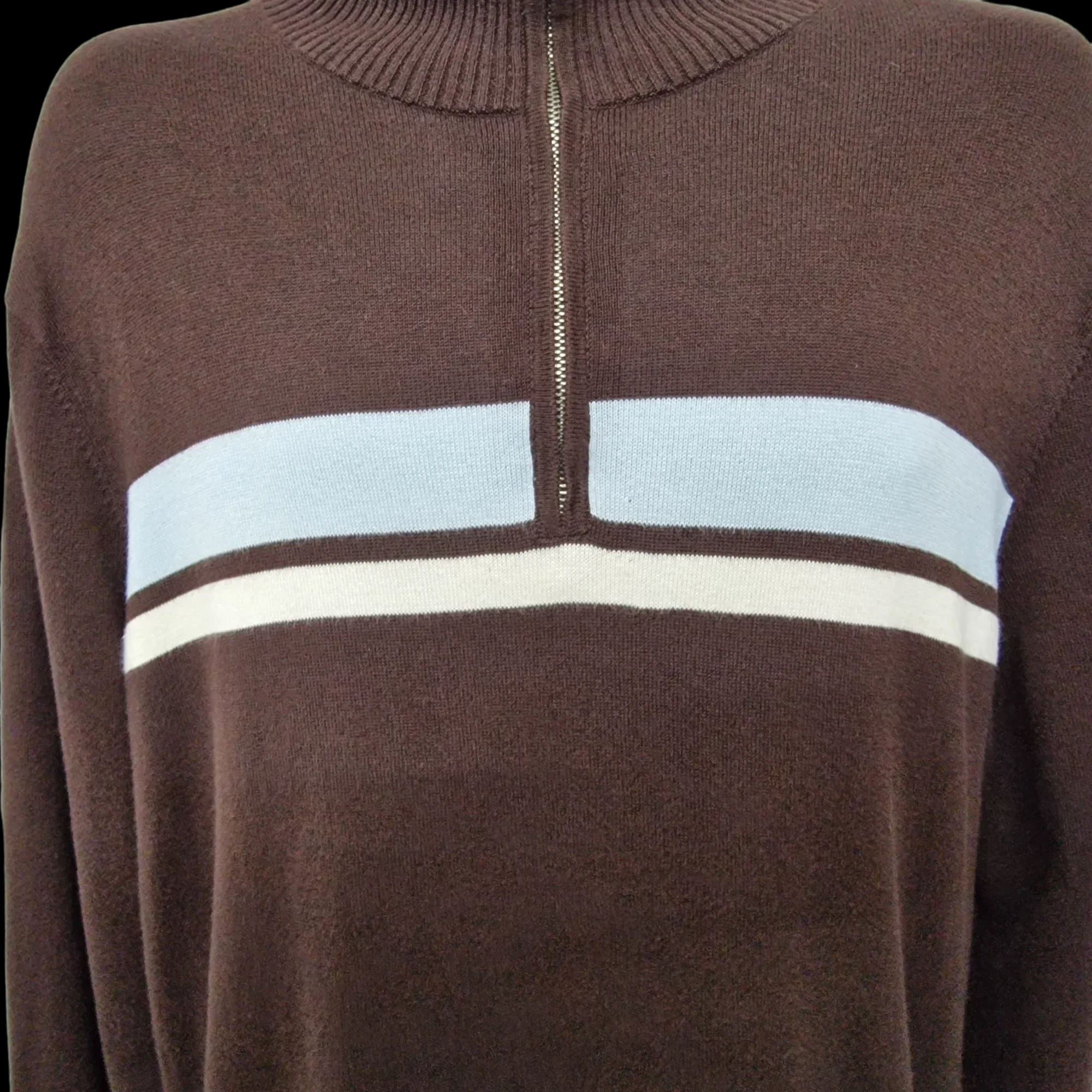 Tommy Hilfiger Unisex Brown 1/4 Zip Thin Jumper UK Large