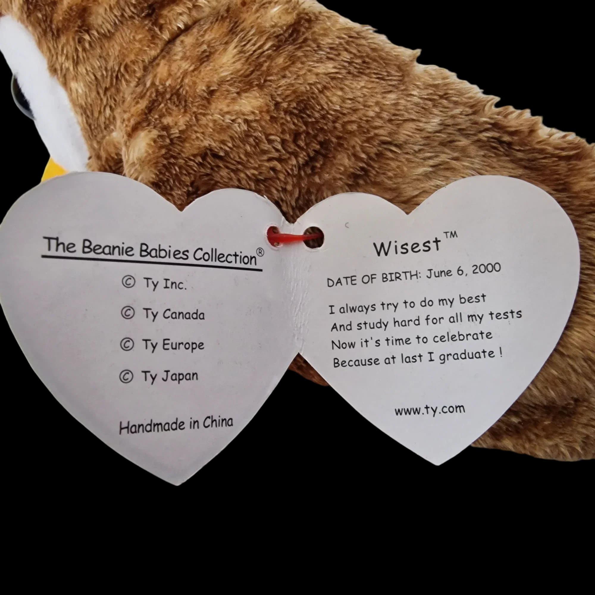 Ty Beanie Babies Baby Bears Wisest Graduation Owl 2000