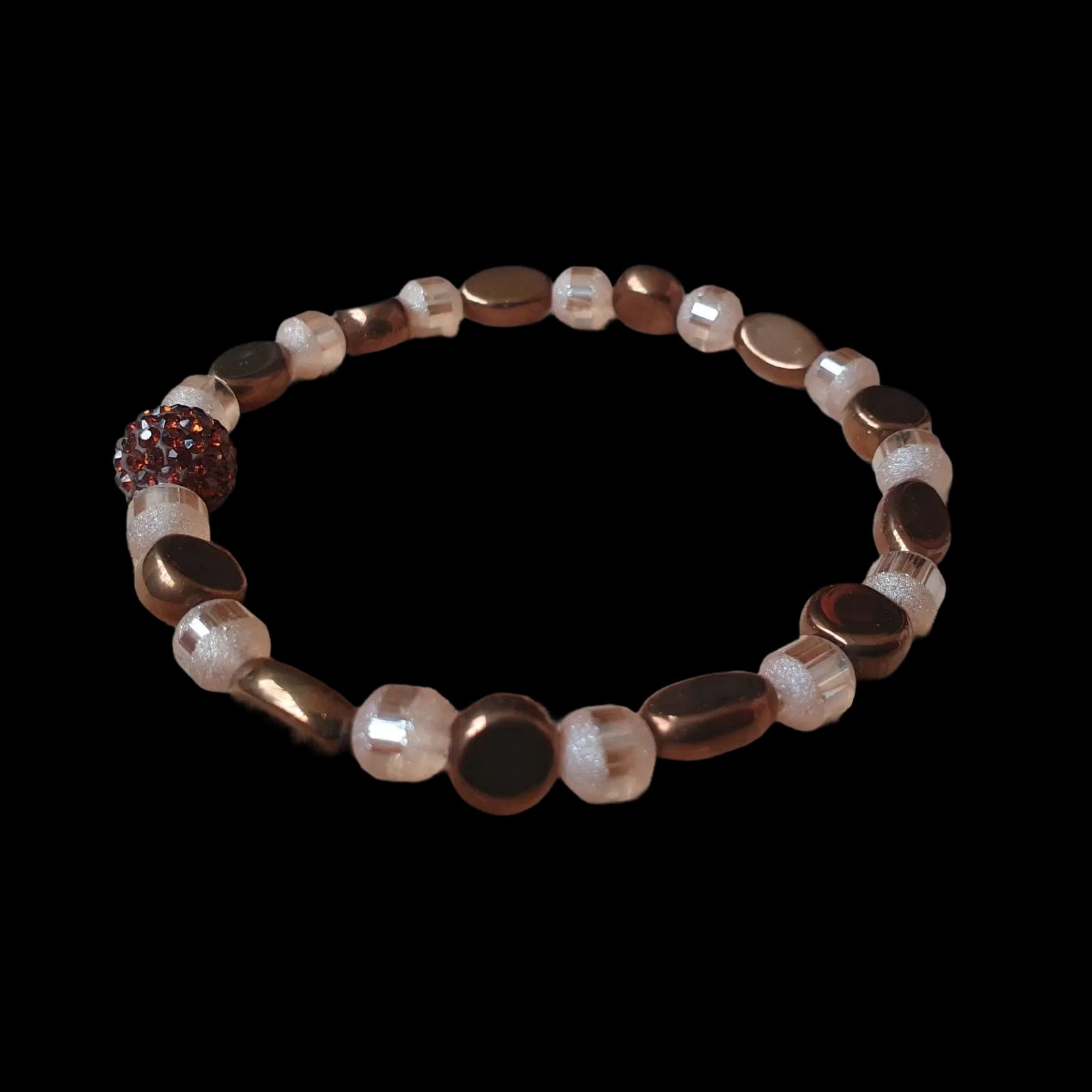 Unique Hand Made Beaded Stretch Bracelet -bronze Beads