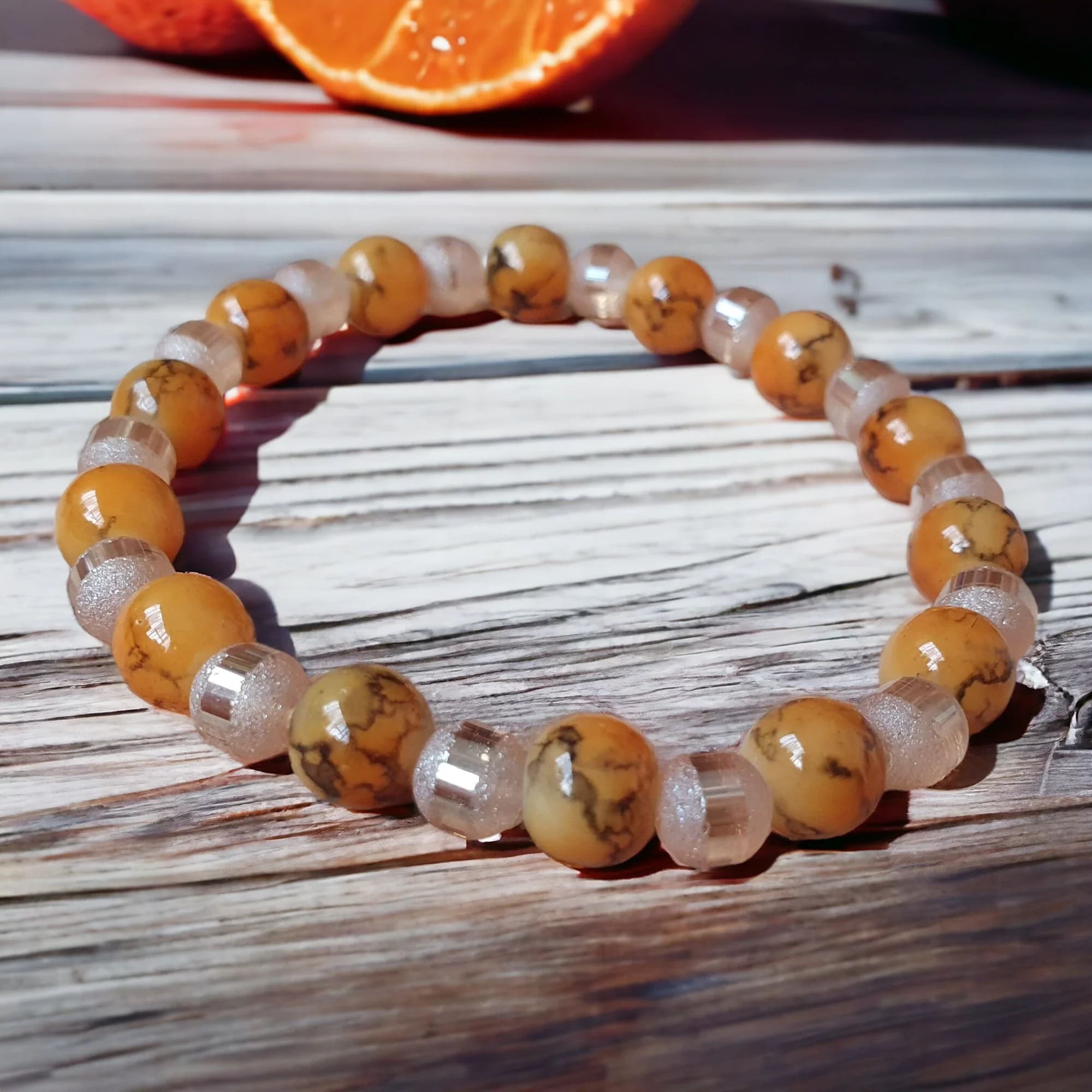 Unique Handmade Crafted Beaded Bracelet Orange Gift