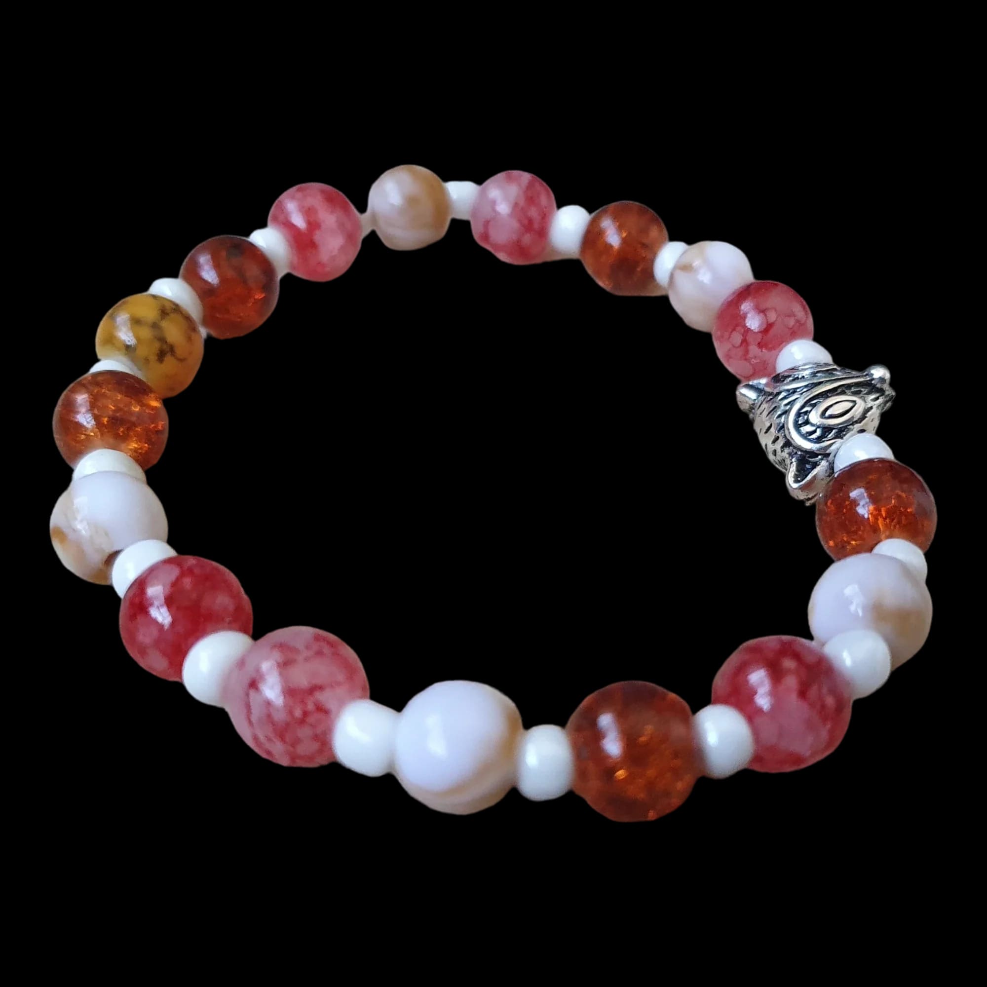 Unique Handmade Crafted Beaded Bracelet Pink Glider Charm