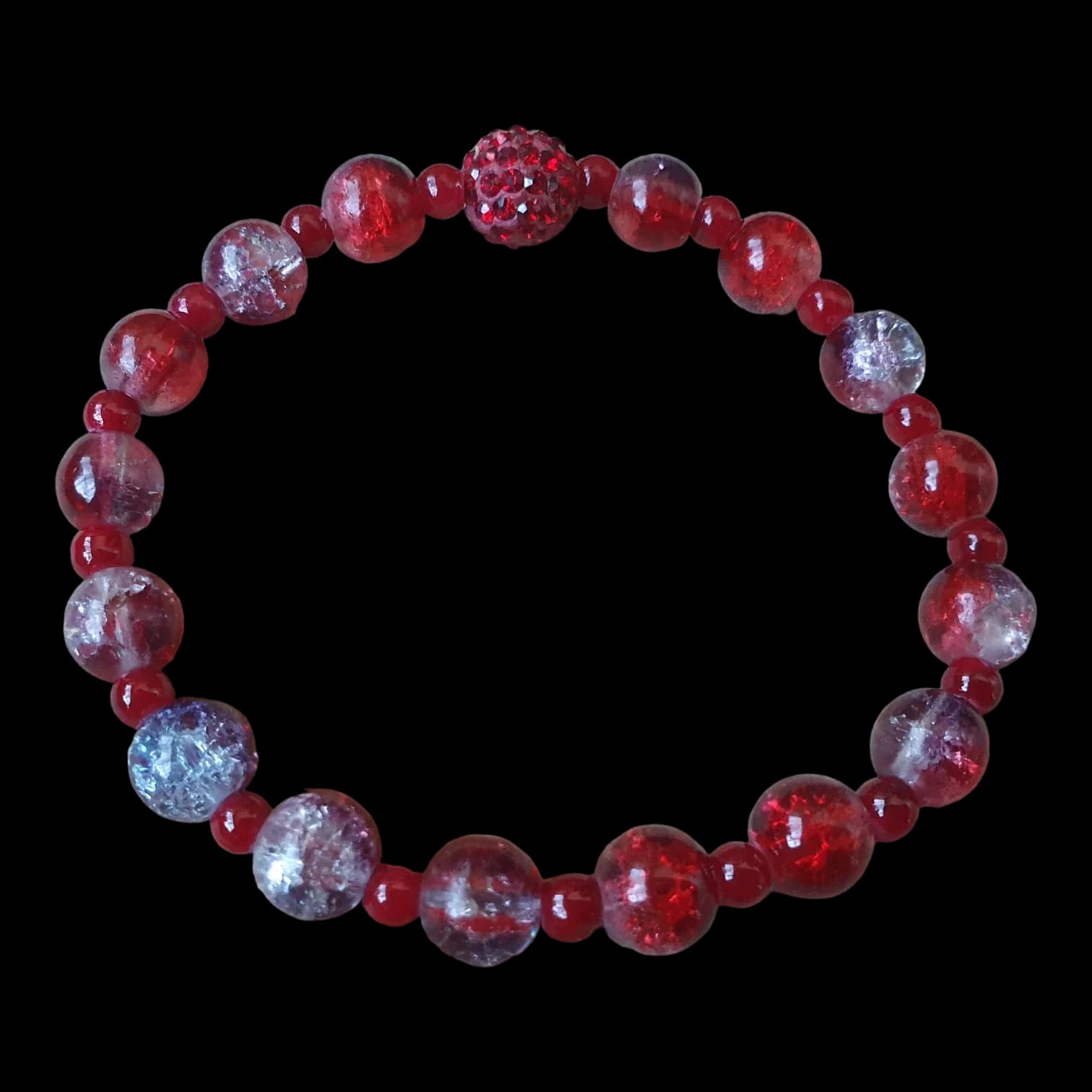 Unique Handmade Crafted Beaded Bracelet Red Gift