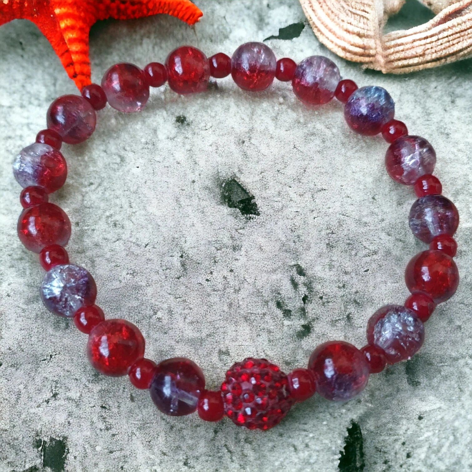 Unique Handmade Crafted Beaded Bracelet Red Gift