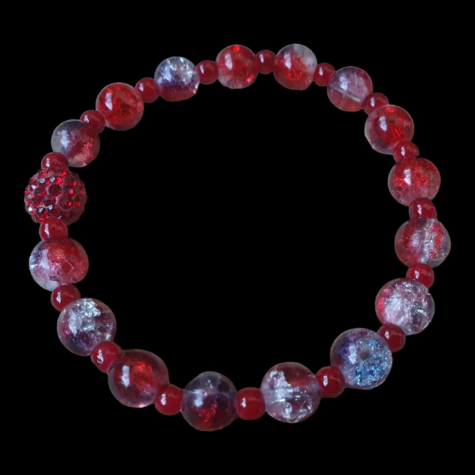 Unique Handmade Crafted Beaded Bracelet Red Gift