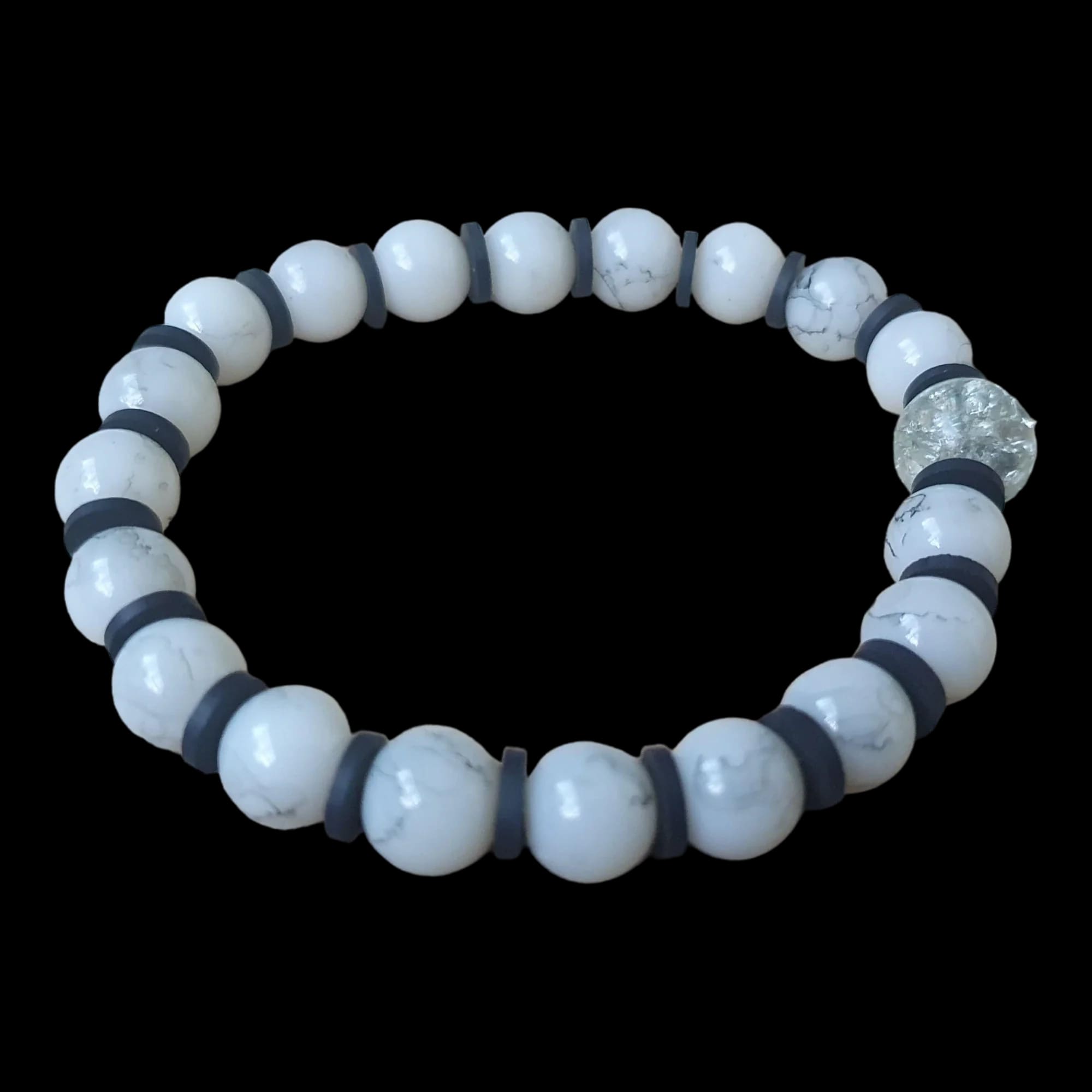 Unique Handmade Crafted Beaded Bracelet White Black Gift