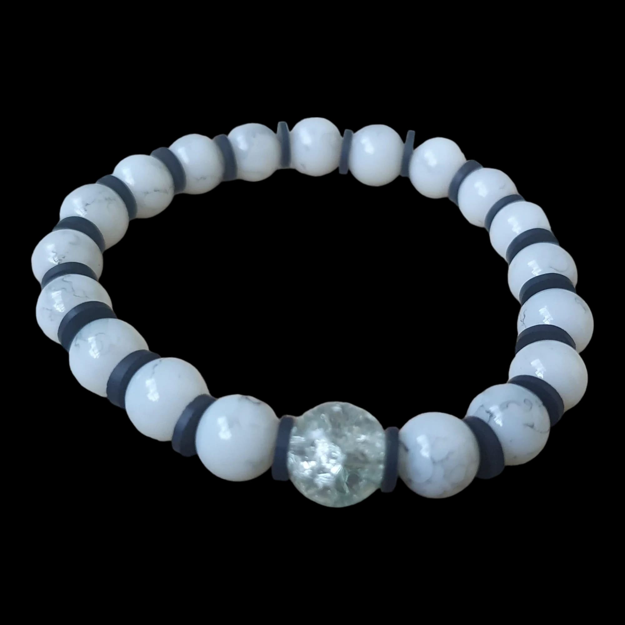Unique Handmade Crafted Beaded Bracelet White Black Gift