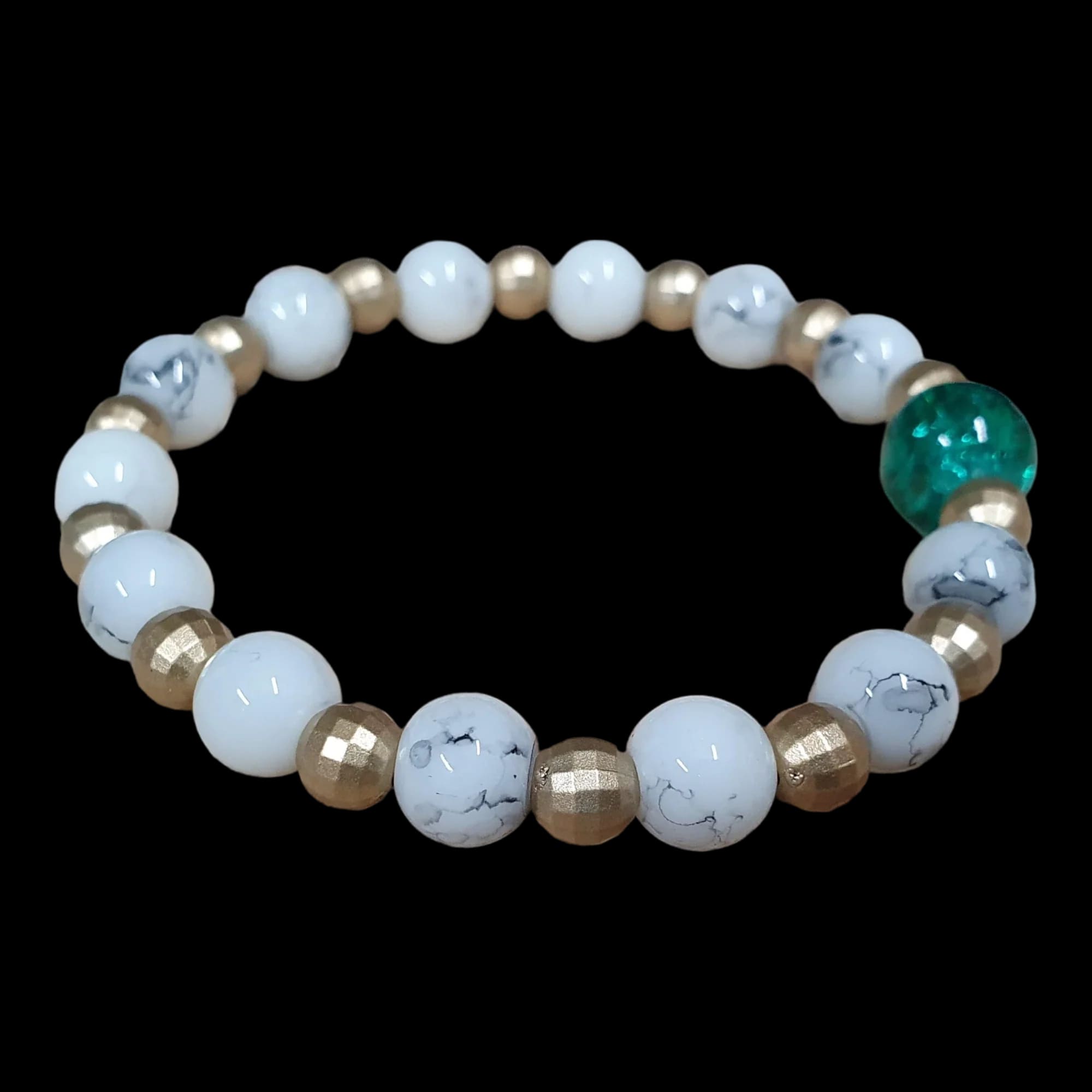 Unique Handmade Crafted Beaded Bracelet White Gold Gift