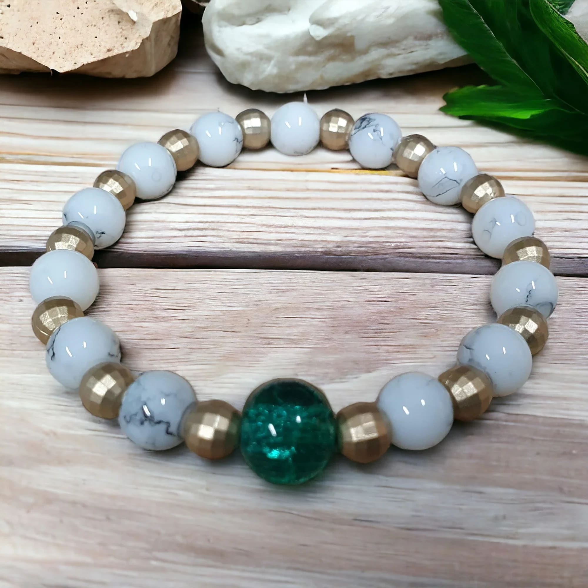 Unique Handmade Crafted Beaded Bracelet White Gold Gift