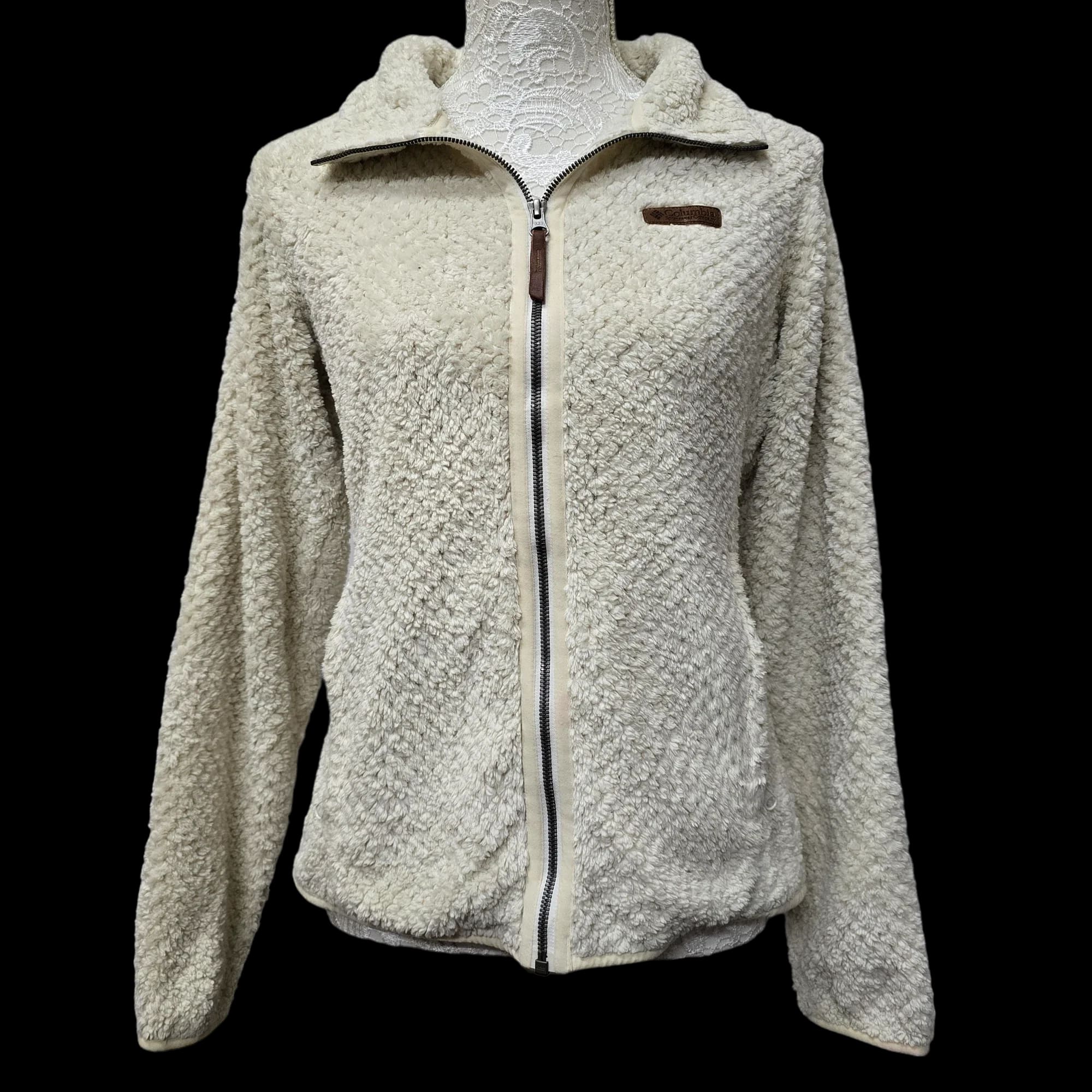 Unisex Columbia Cream Fleece Jacket UK Medium - 1 - 3435