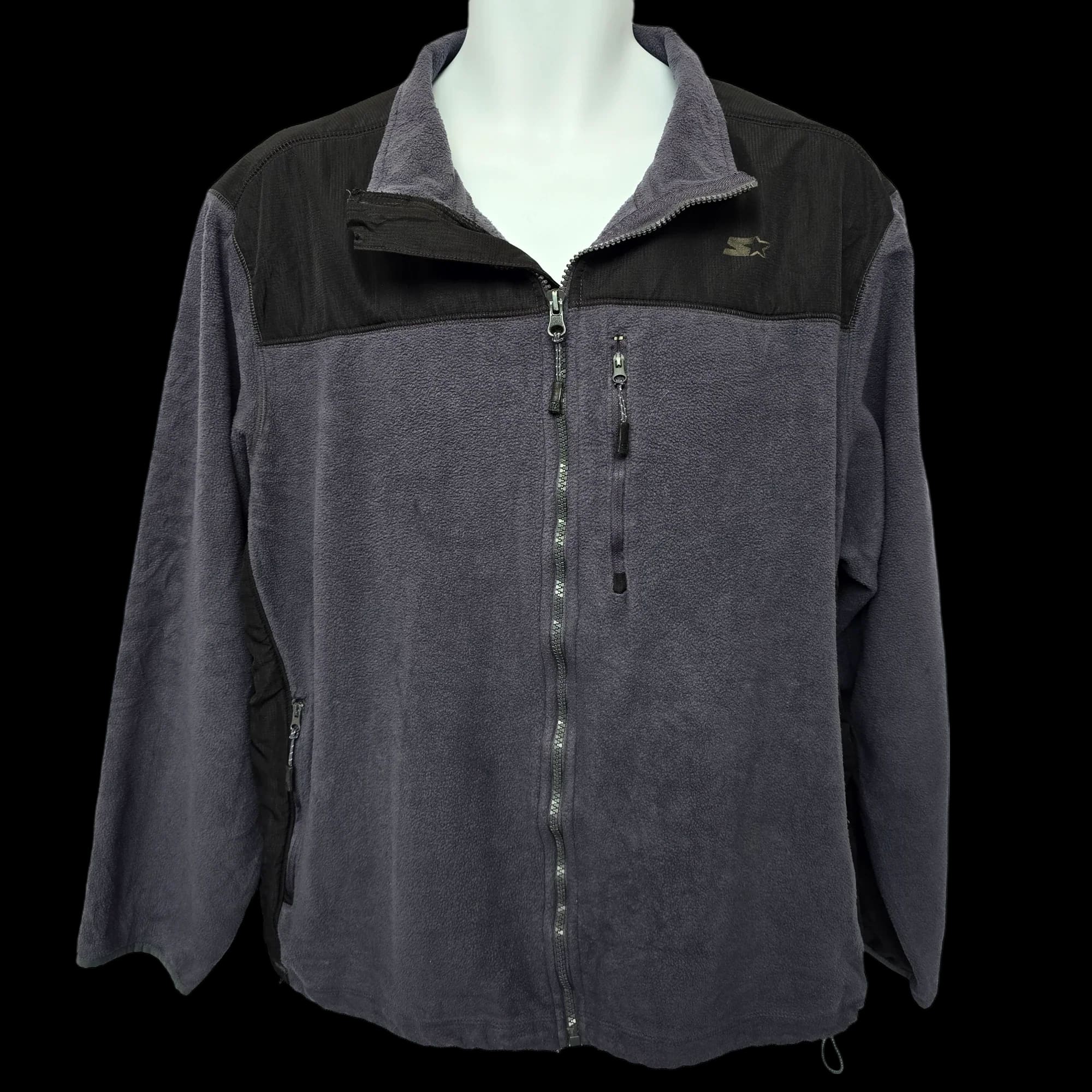 Unisex Starter Black Grey Fleece Jacket UK XL - Coats &