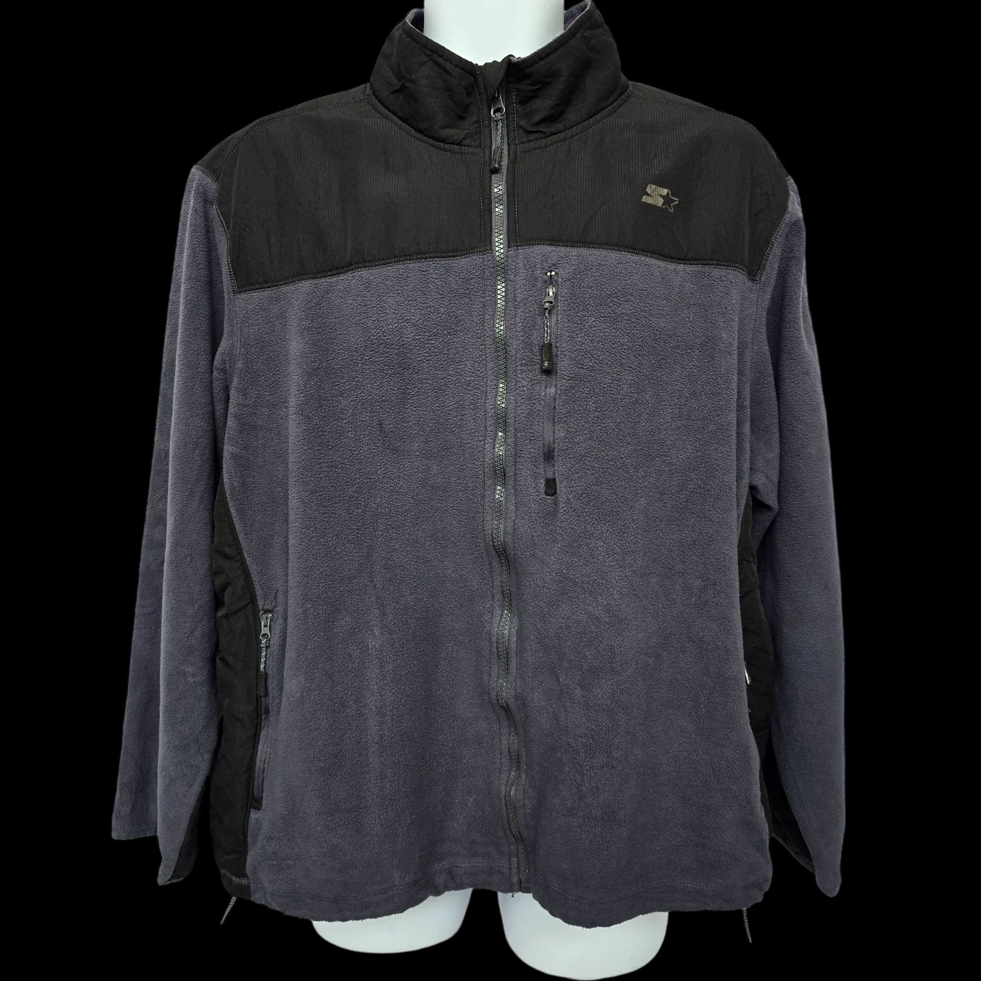 Unisex Starter Black Grey Fleece Jacket UK XL - Coats &