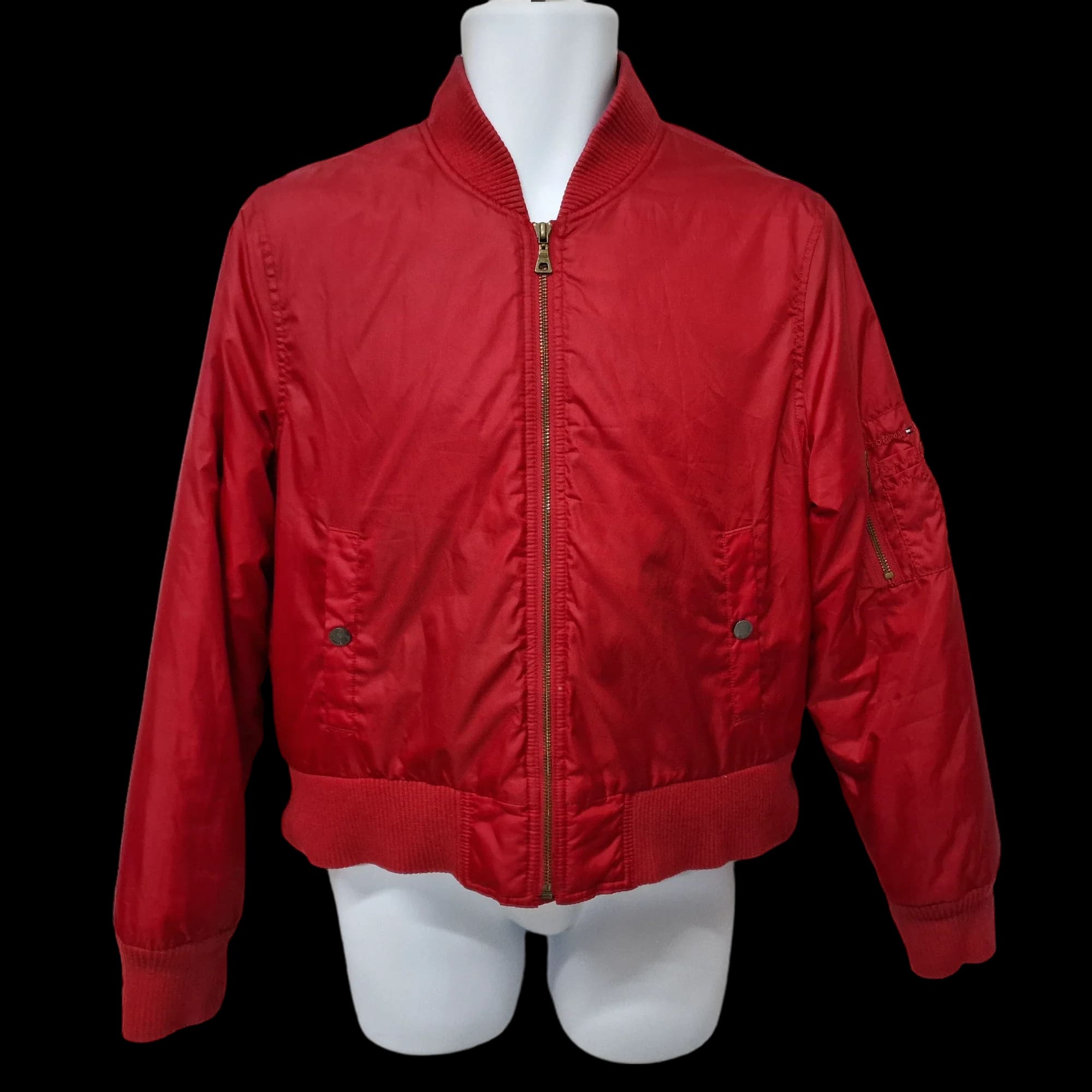 Unisex Tommy Hilfiger Red Flight Jacket UK Large - Coat - 1
