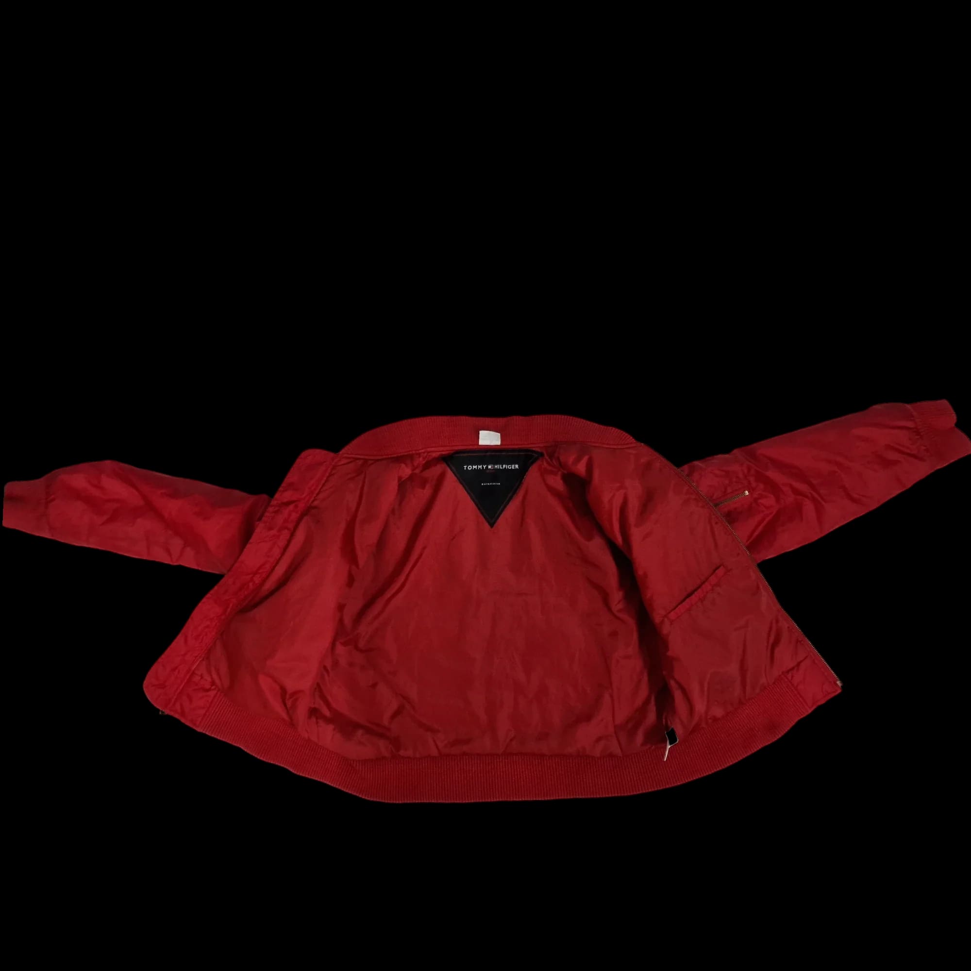 Unisex Tommy Hilfiger Red Flight Jacket UK Large - Coat - 5