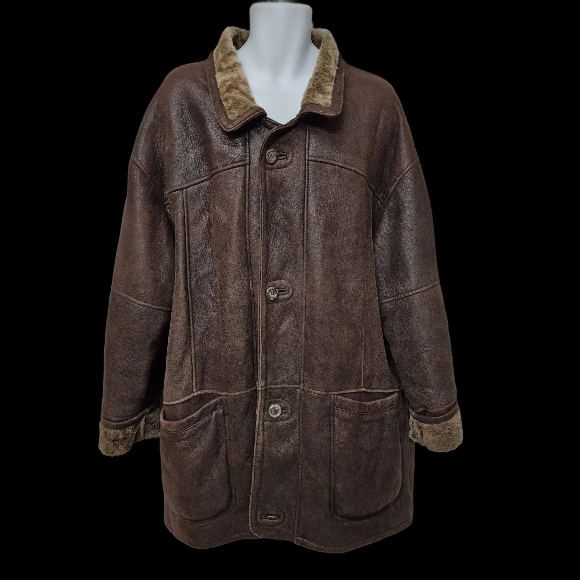 Van Johnson Vintage Dark Brown Leather Sheepskin Shearling