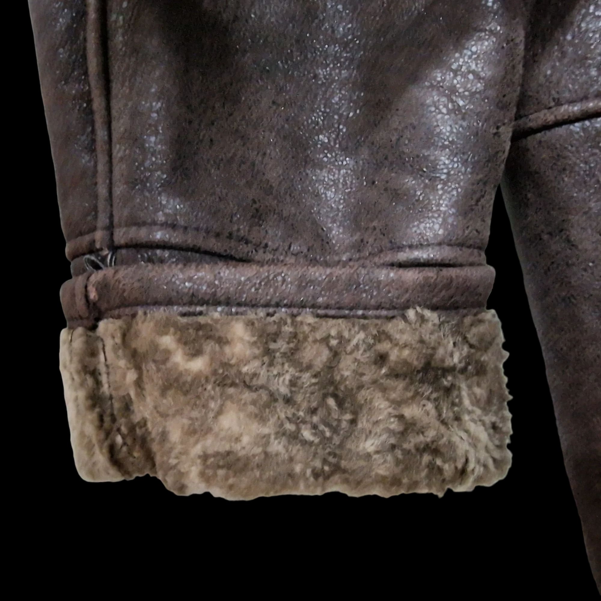 Van Johnson Vintage Dark Brown Leather Sheepskin Shearling