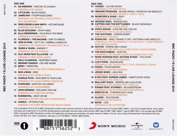 Various - Bbc Radio 1’s Live Lounge 2015 (2xcd Comp)