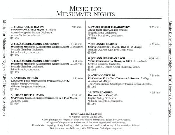 Various - Music For Midsummer Nights (cd Comp)- Preloved