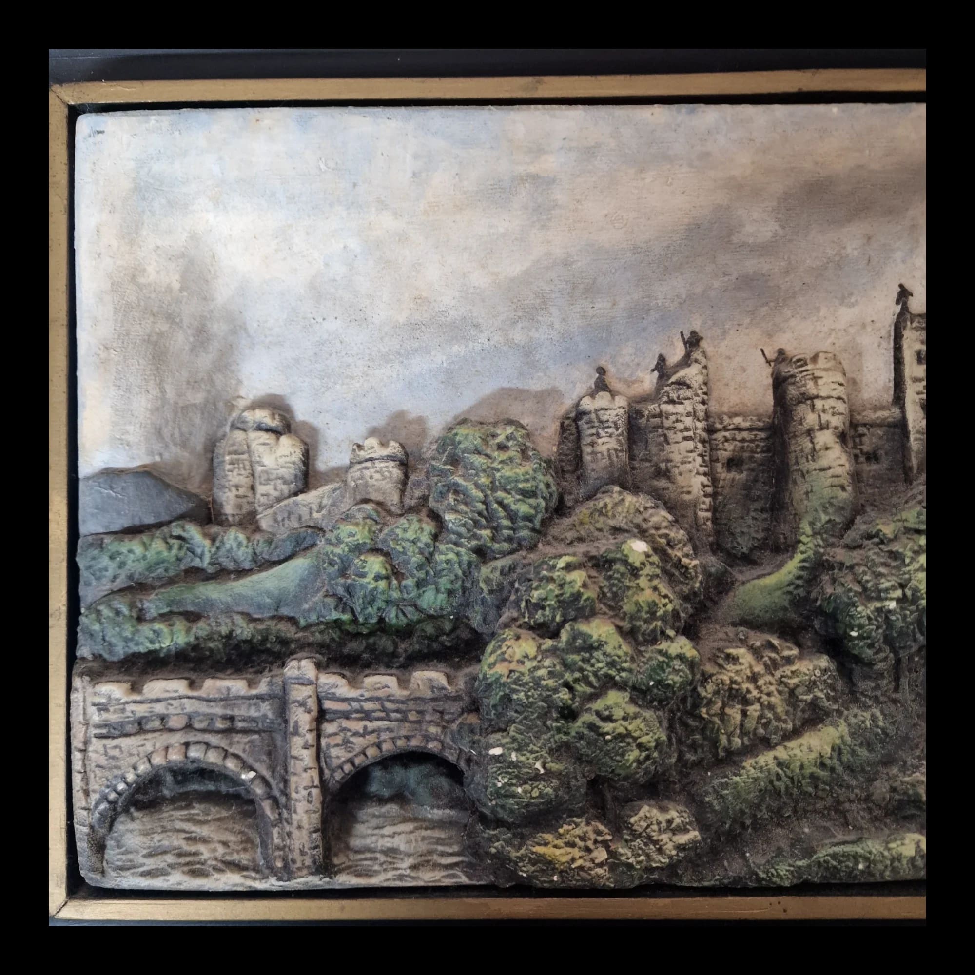 Vintage Handmade Alnwick Castle Cast Picture Wall Art