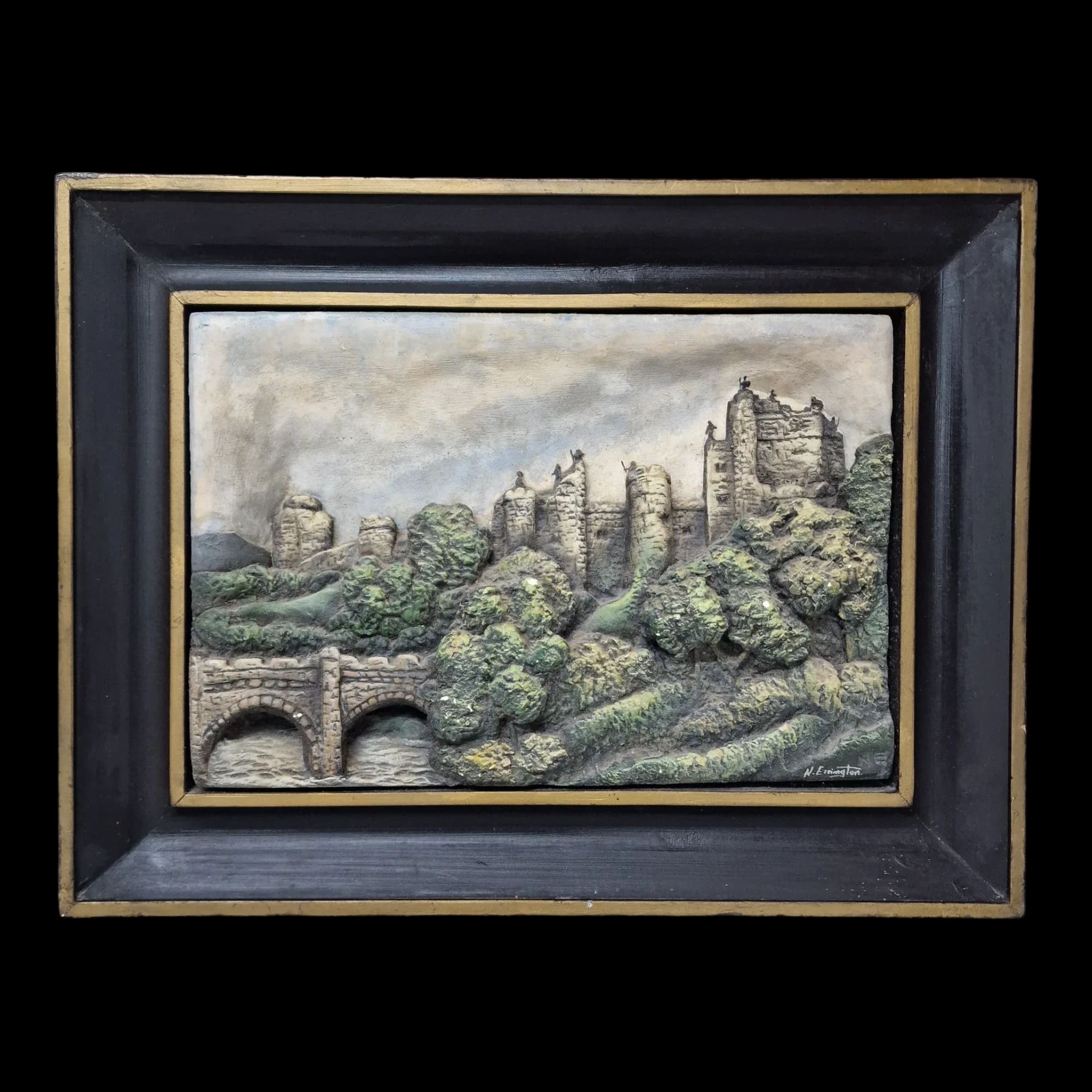 Vintage Handmade Alnwick Castle Cast Picture Wall Art