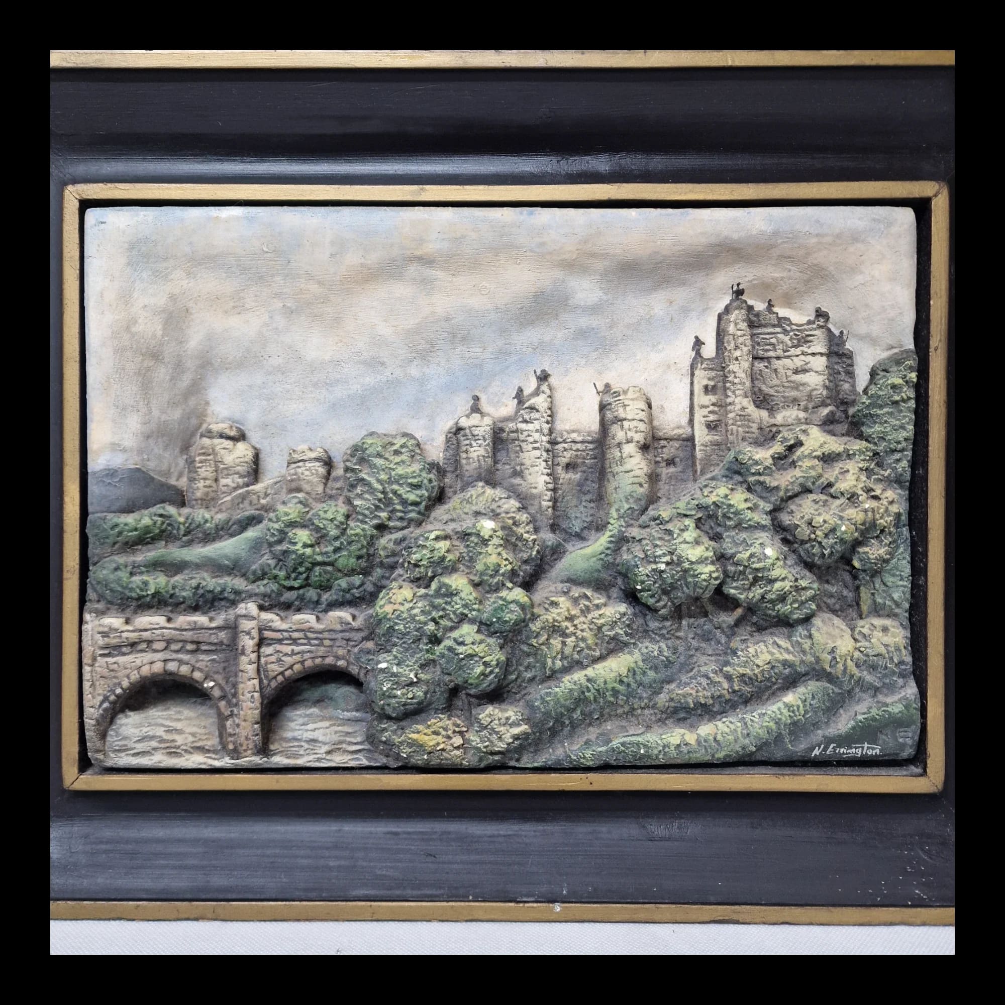 Vintage Handmade Alnwick Castle Cast Picture Wall Art