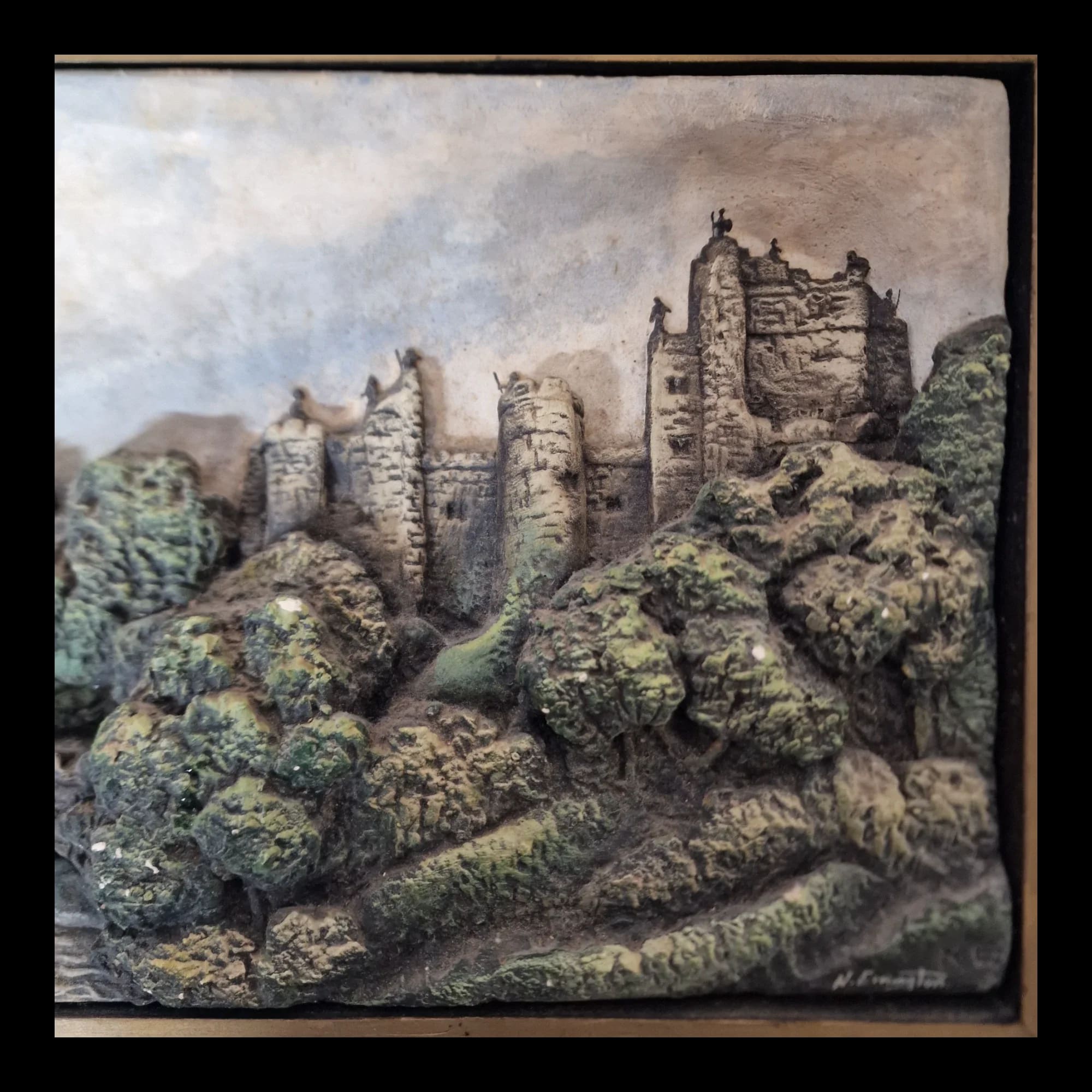 Vintage Handmade Alnwick Castle Cast Picture Wall Art