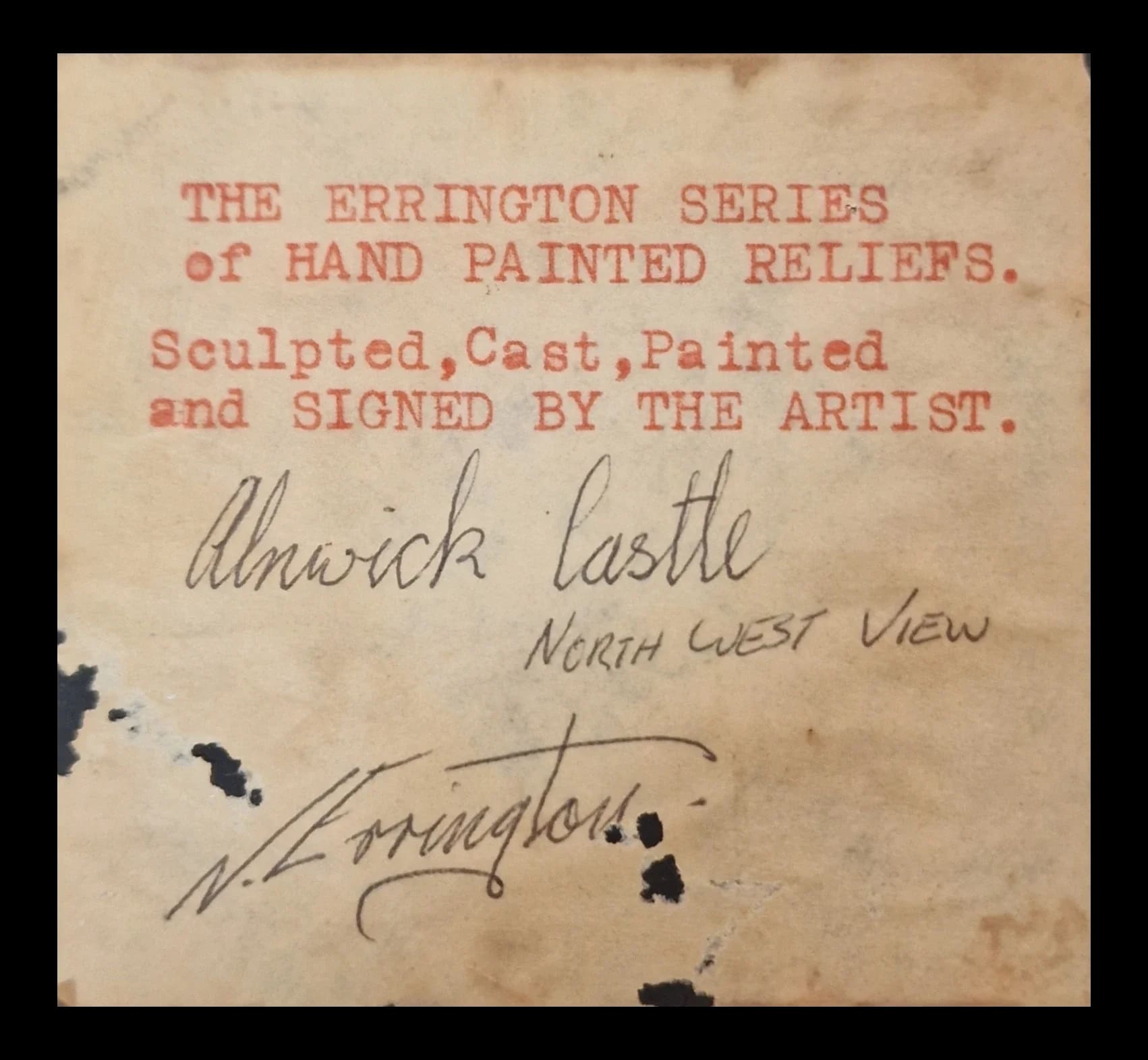 Vintage Handmade Alnwick Castle Cast Picture Wall Art