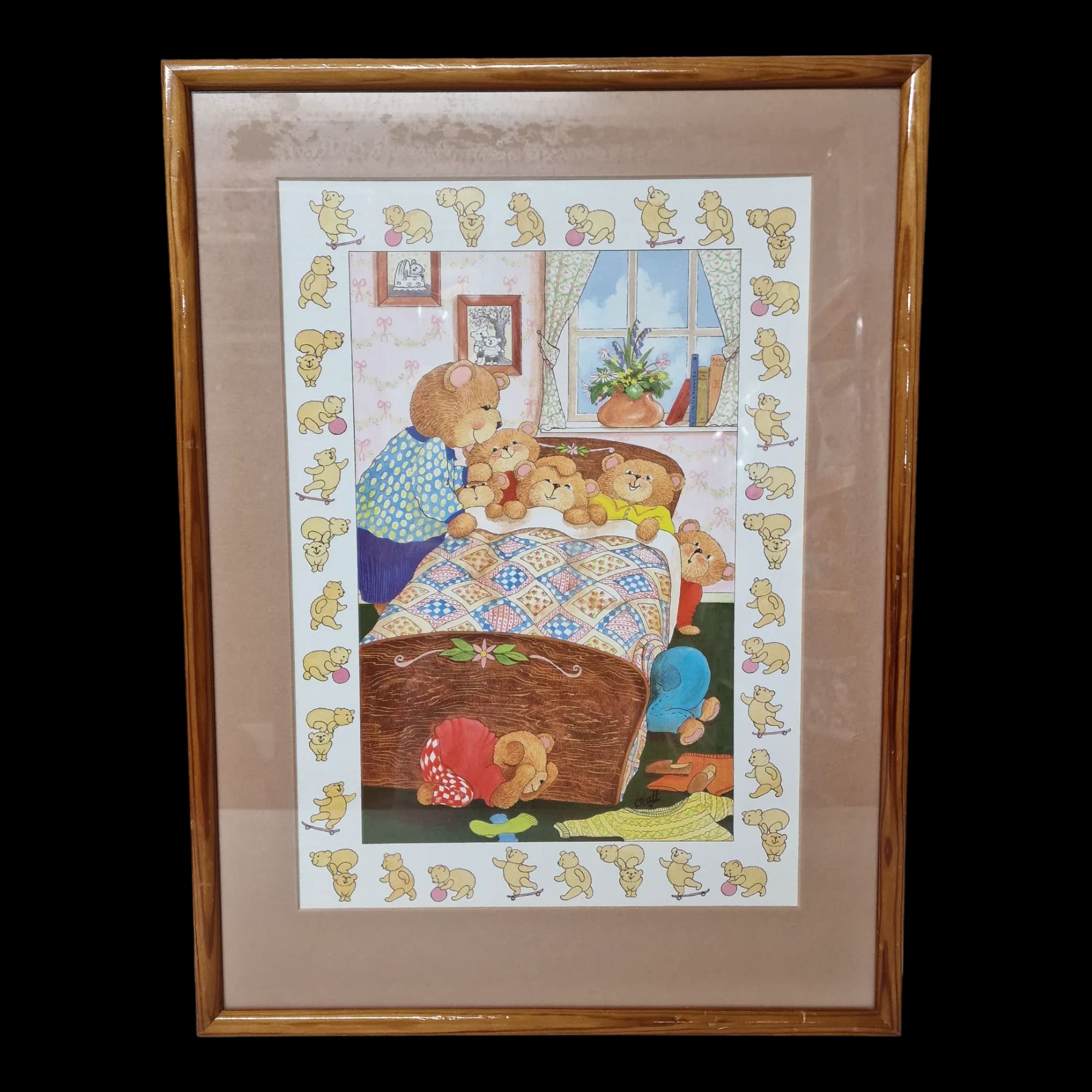 Vintage Nursery Teddy Bear Picture Wall Art - Pictures