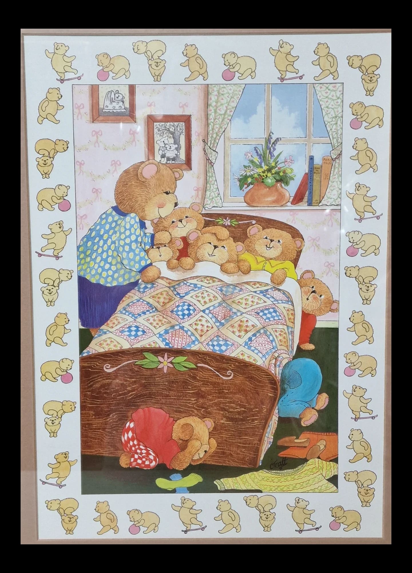 Vintage Nursery Teddy Bear Picture Wall Art - Pictures