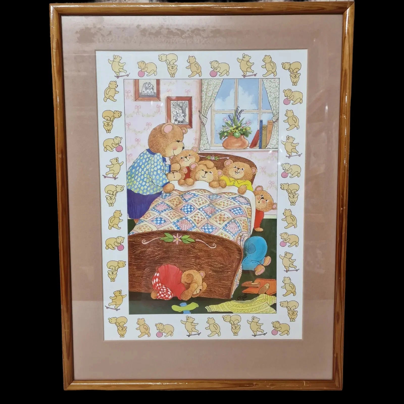 Vintage Nursery Teddy Bear Picture Wall Art - Pictures