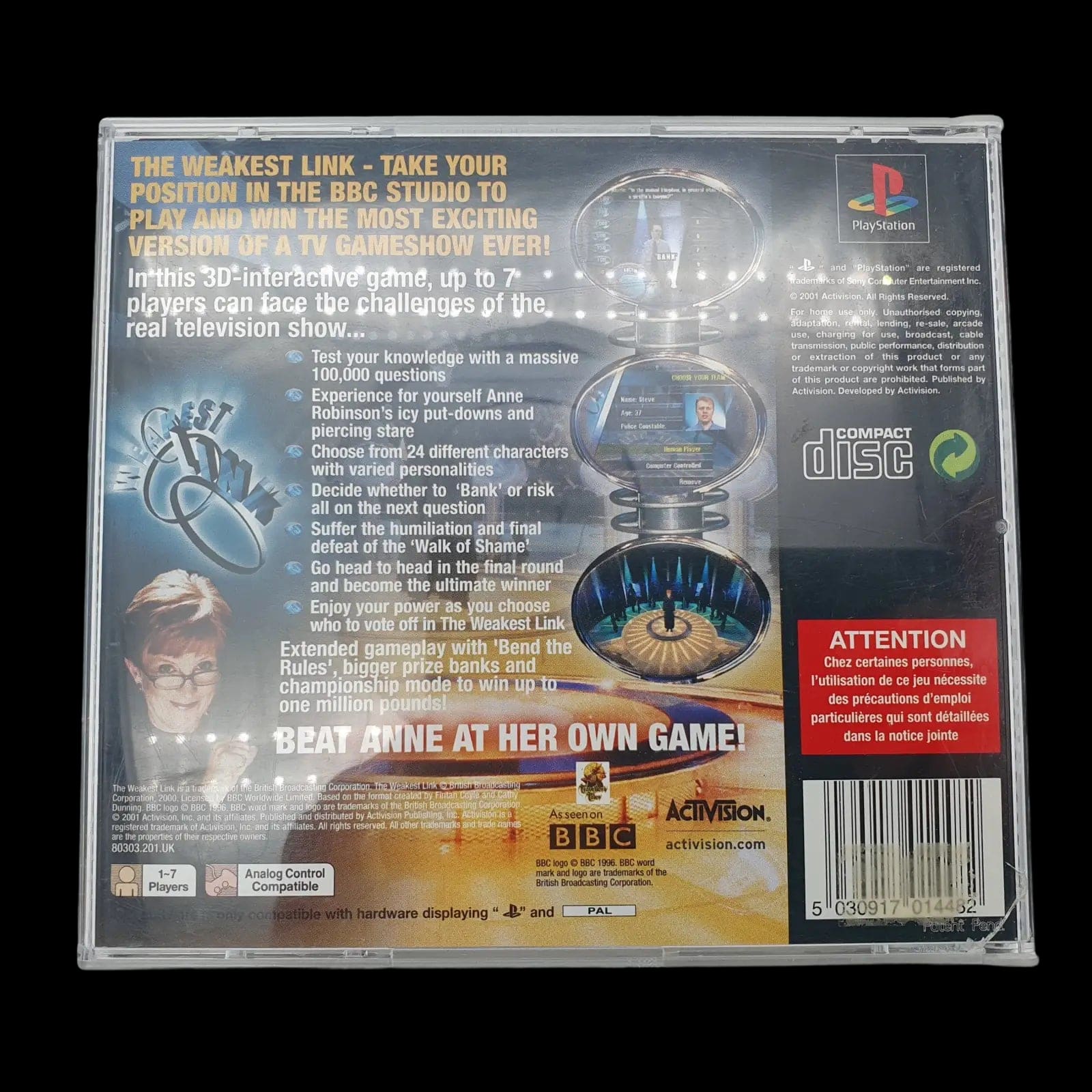 Weakest Link Playstation 1 Ps1 Activision 2001 Video Game