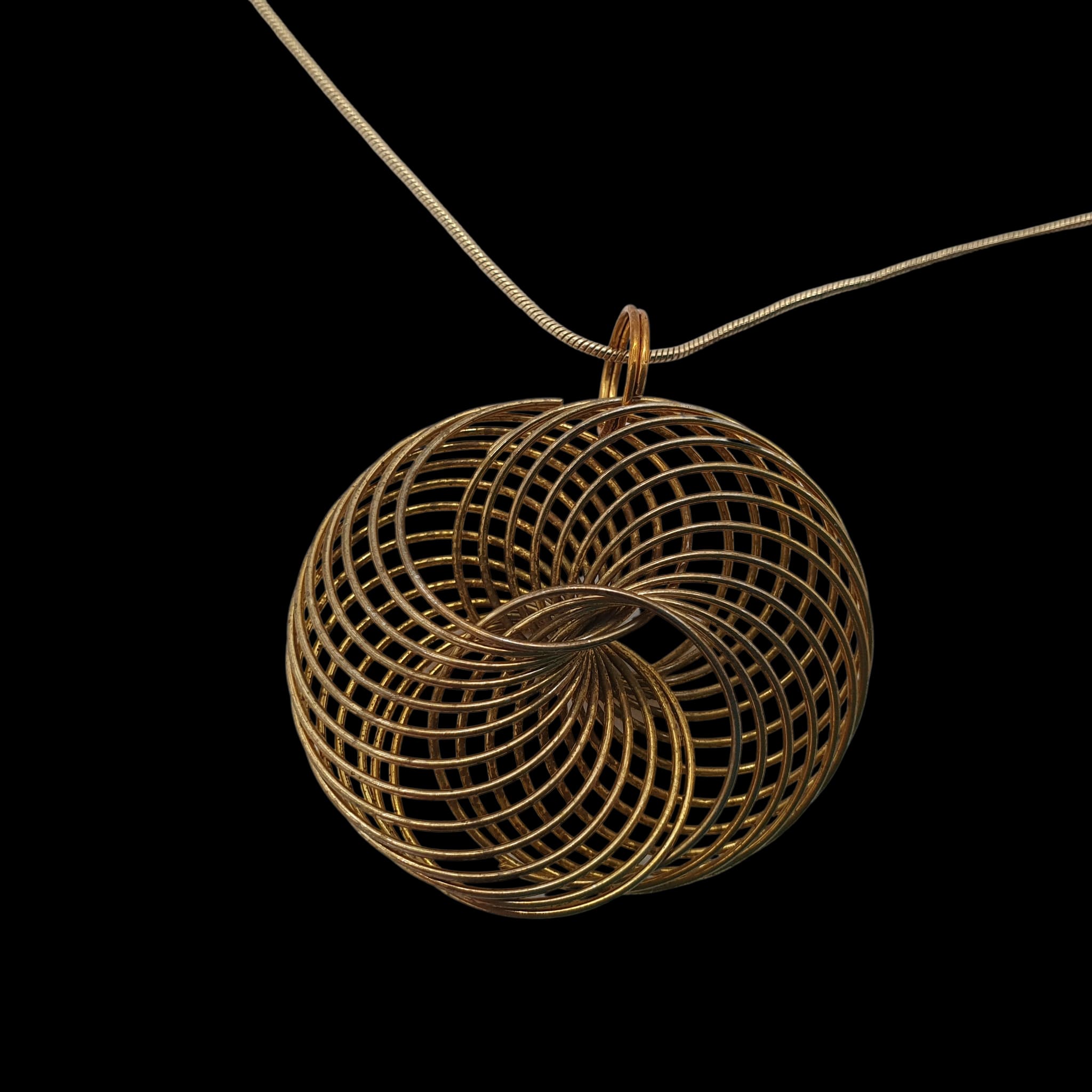 Wireframe Spiral Ring Necklace Pendant Charm Handmade