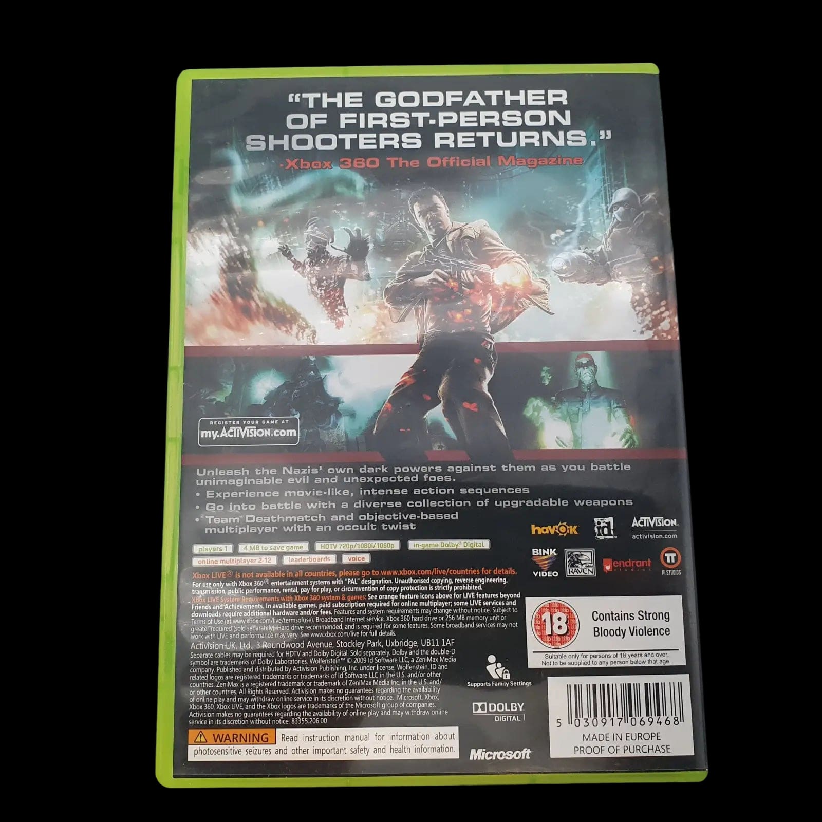 Wolfenstein Microsoft Xbox 360 Id Software 2009 Video Game