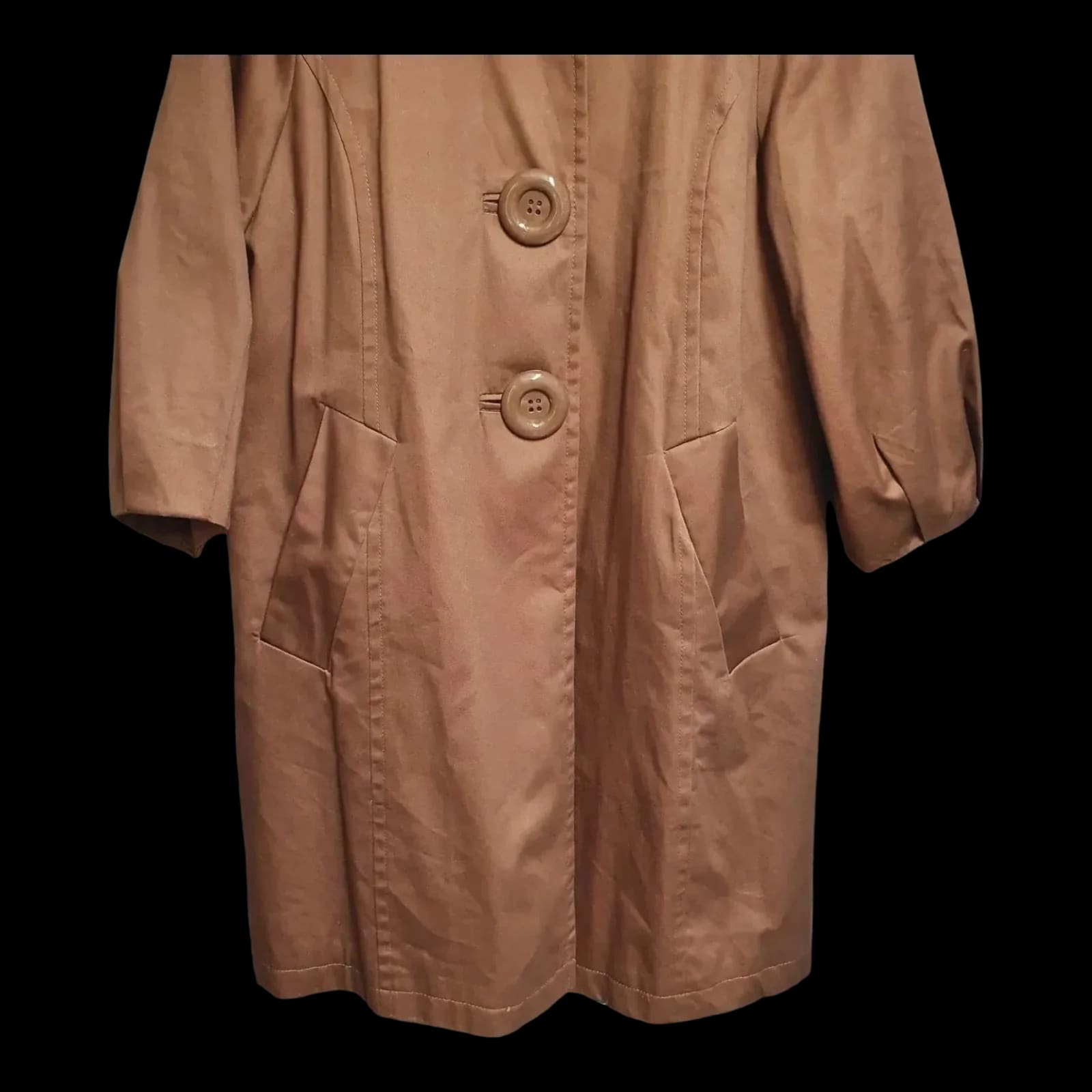 Womens Atmosphere Brown Coat With Giant Buttons UK 12