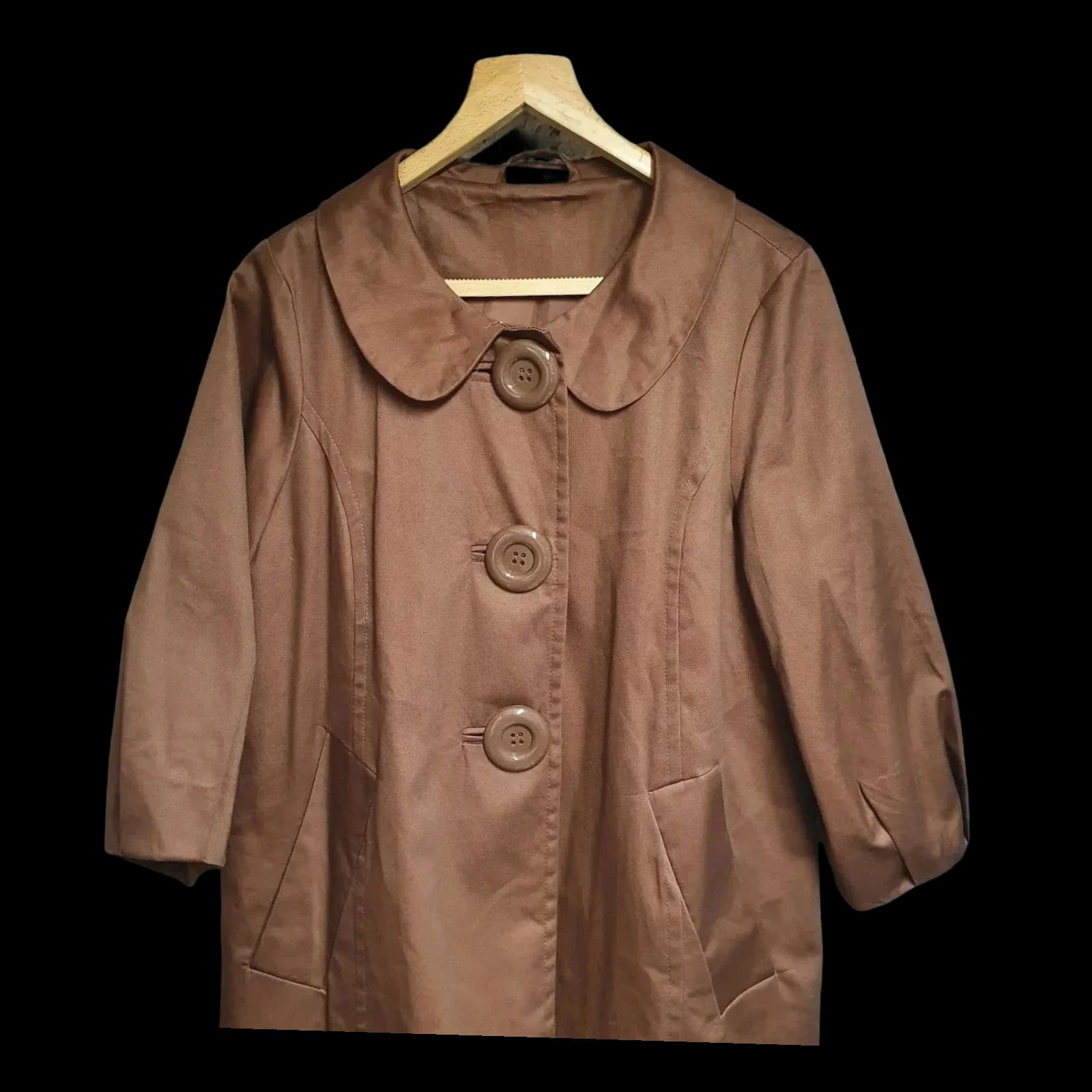 Womens Atmosphere Brown Coat With Giant Buttons UK 12