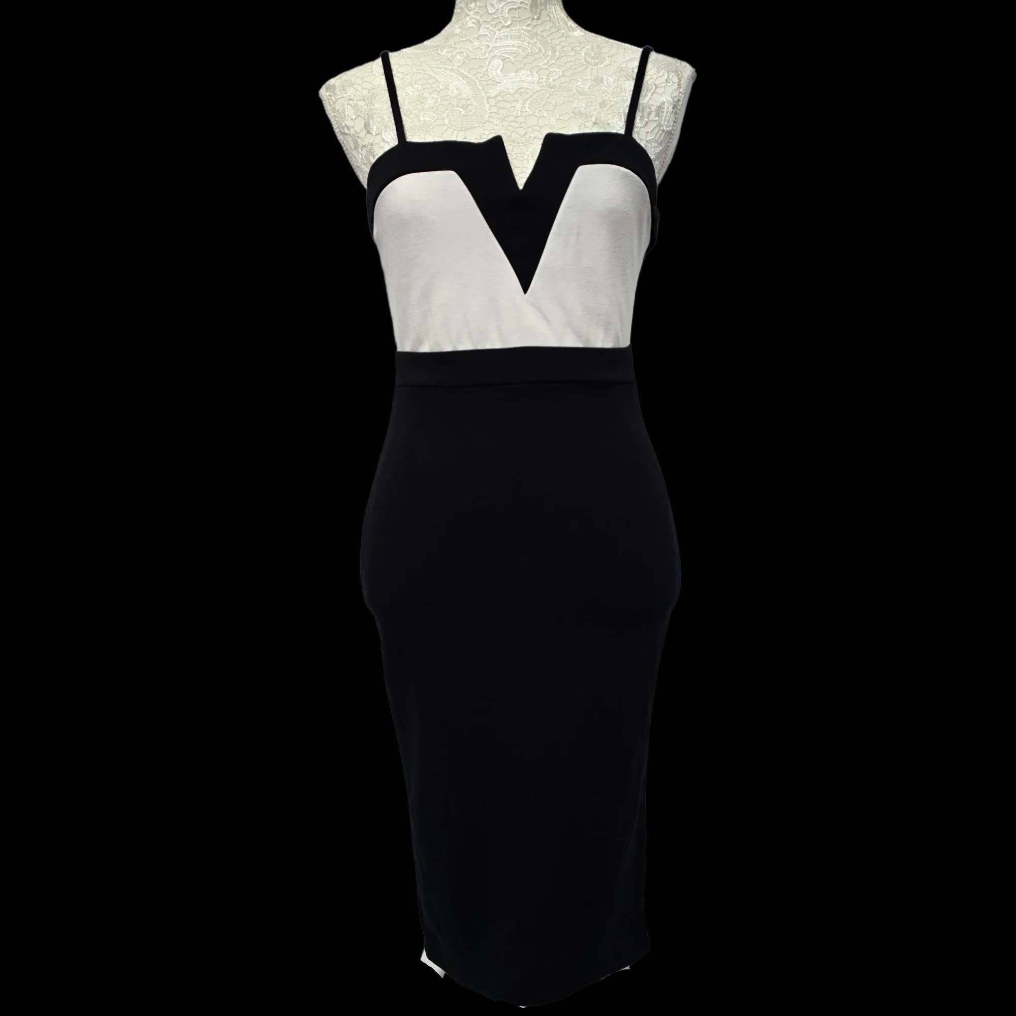 Womens AX Black White Midi Dress UK 12 - Dresses - 1 - 3547
